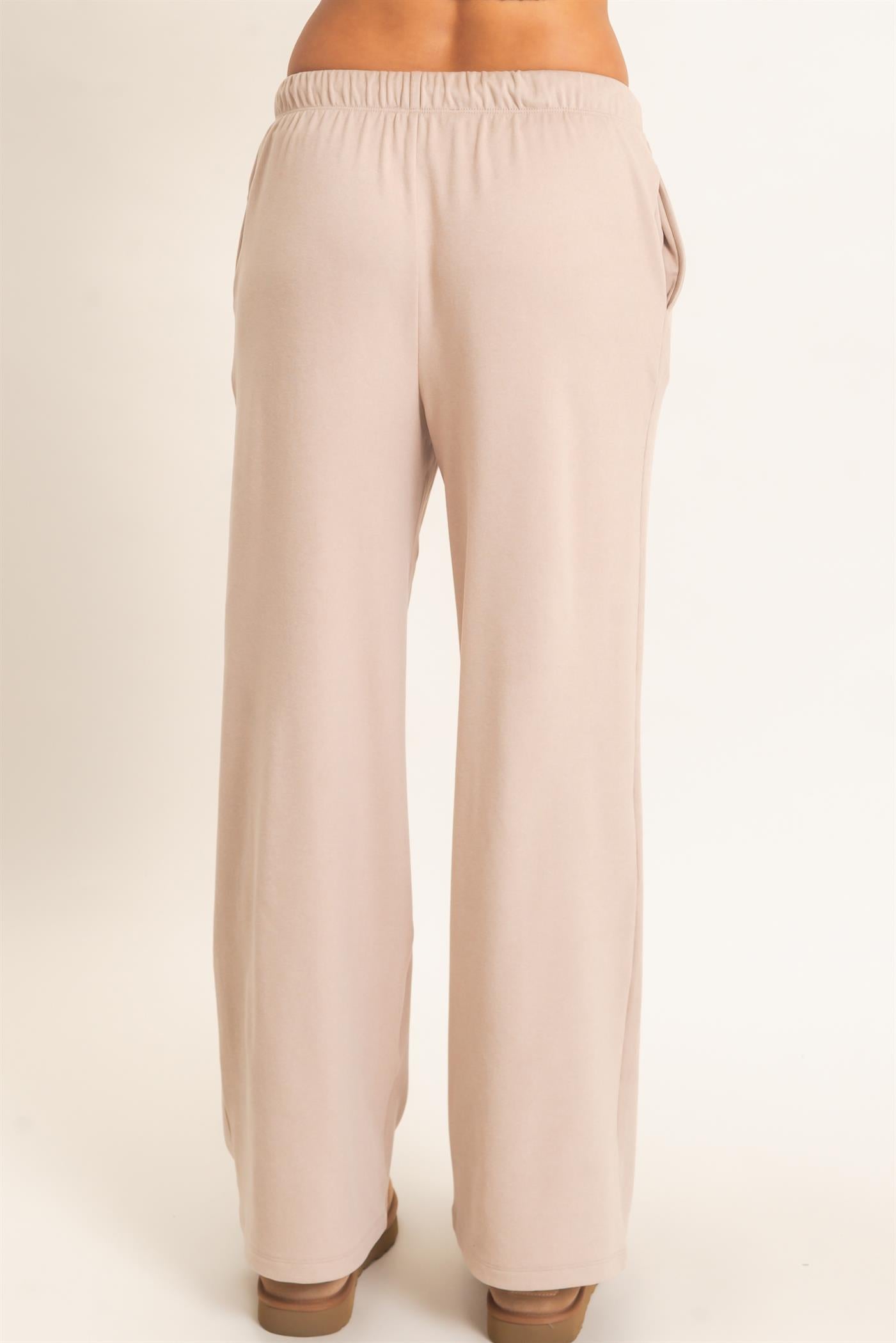 Wholesale Wide Leg Pants With Drawcord Pants DZ26E288 TAUPE DOUBLE ZERO