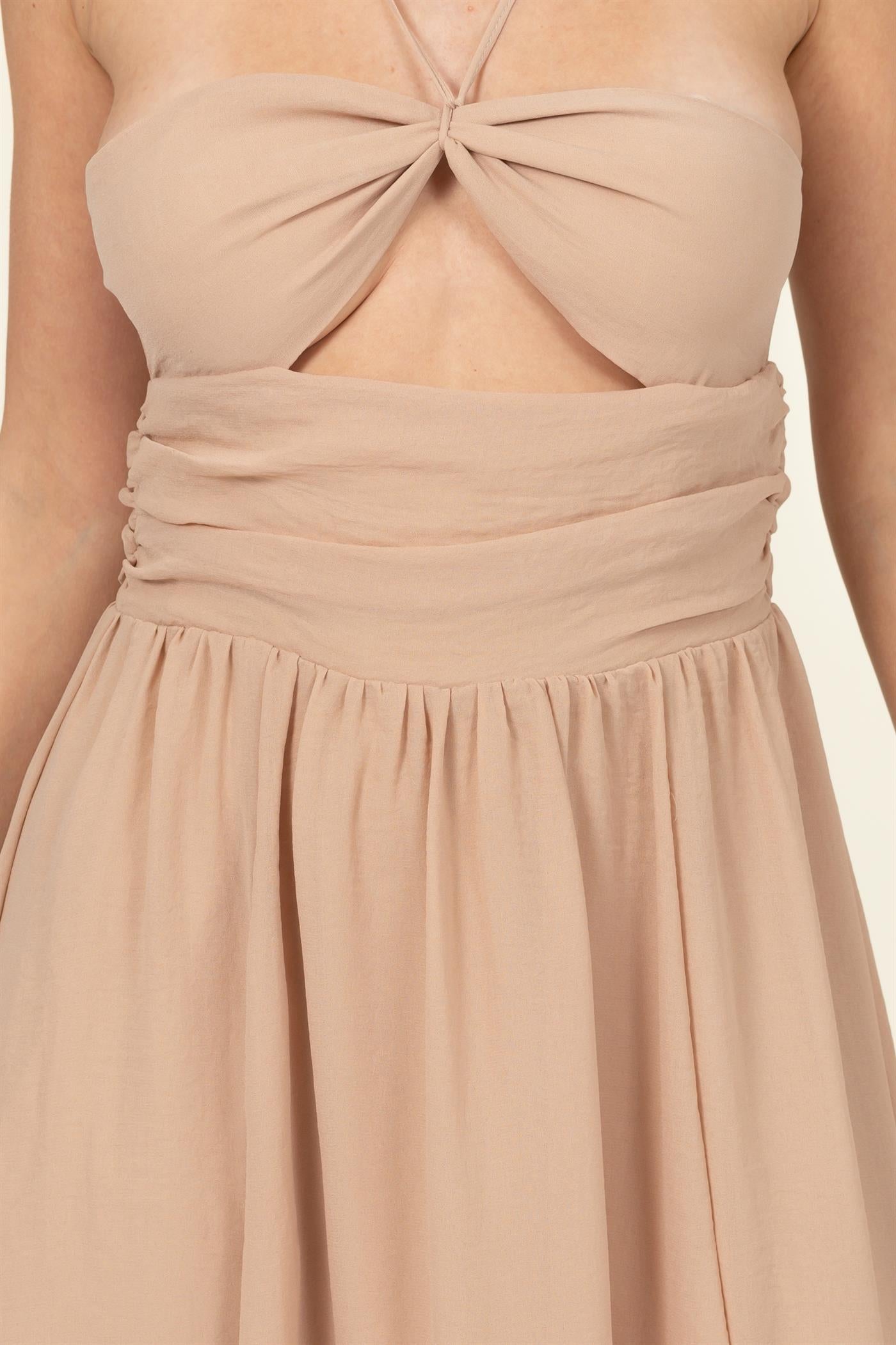 Wholesale Light Up The Night Cutout Maxi Dress Dresses HF22E539 TAUPE HYFVE