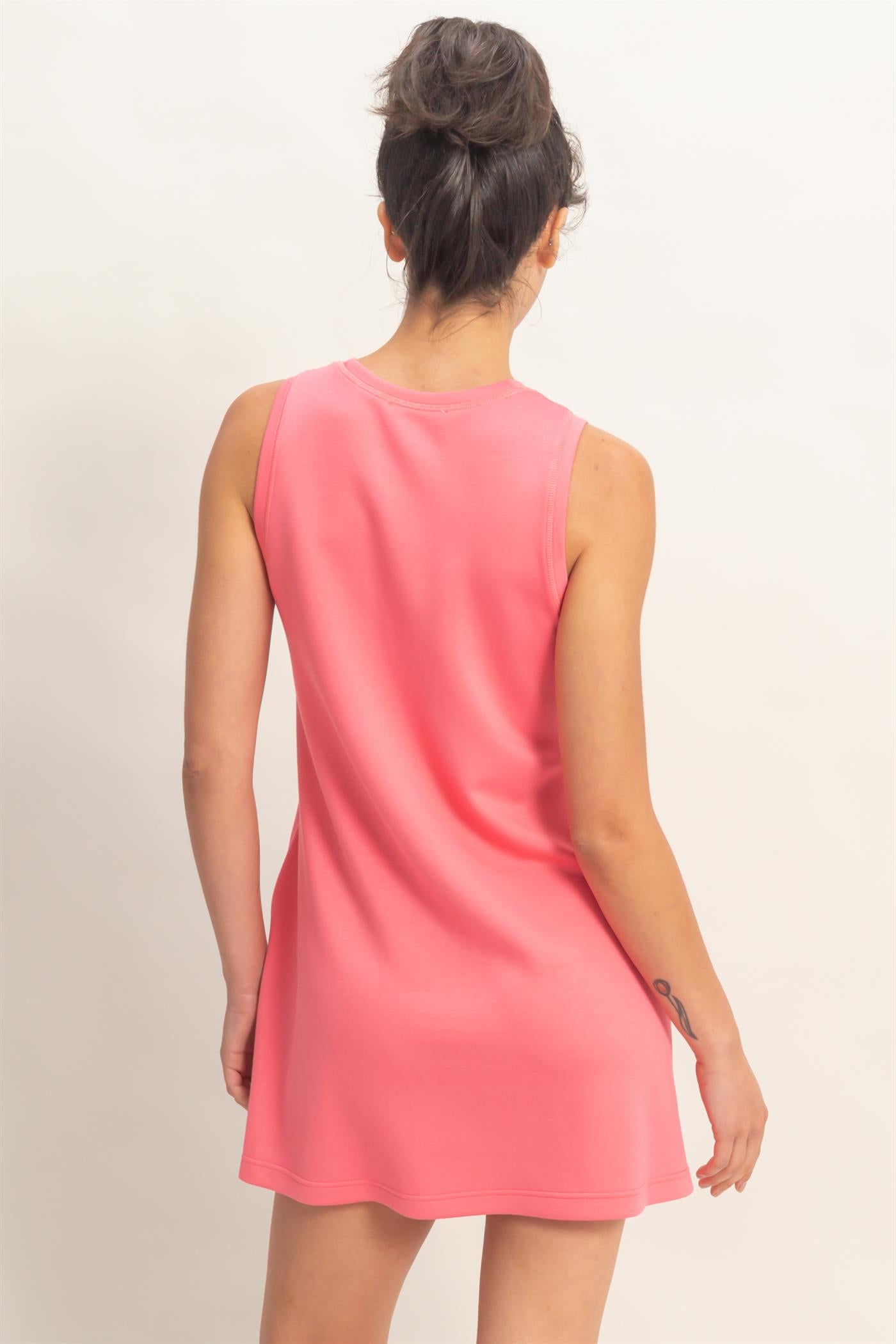 Wholesale Crew Neck Tank Mini Dress Dresses DZ26C702 TAFFY PINK DOUBLE ZERO