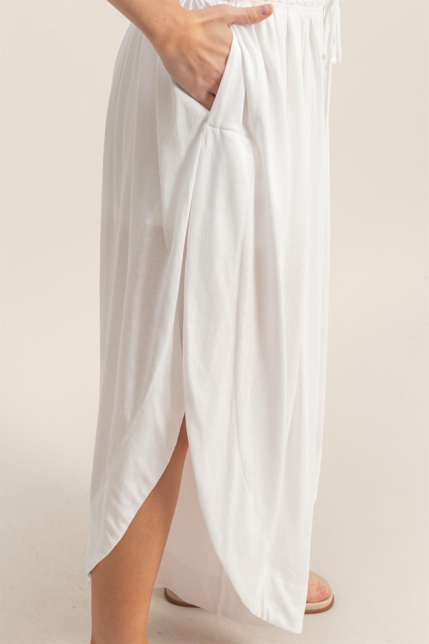 Wholesale Tulip Hem Wide-Leg Pants Pants HF26C047 WHITE HYFVE