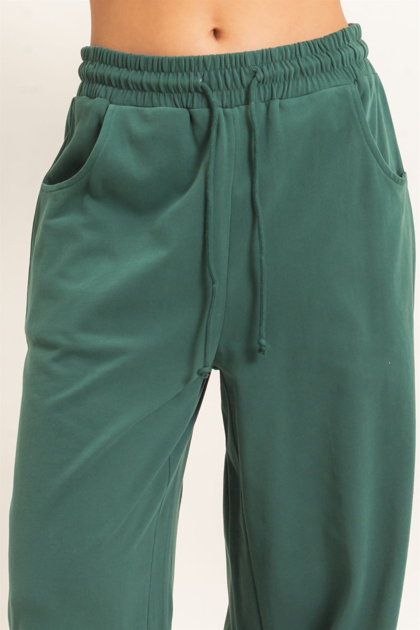 Wholesale Washed Barrel Sweatpants Pants DZ26E379 DARK GREEN DOUBLE ZERO