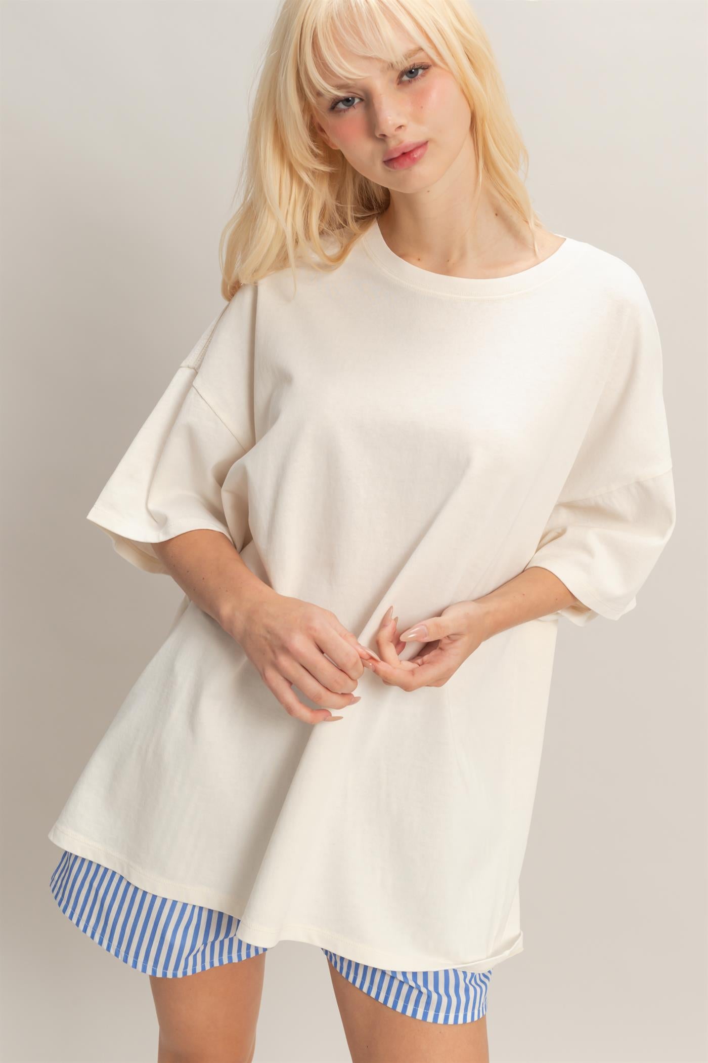 Wholesale Oversized Mineral Wash T-Shirt T-Shirts DZ26A031 OFF WHITE DOUBLE ZERO