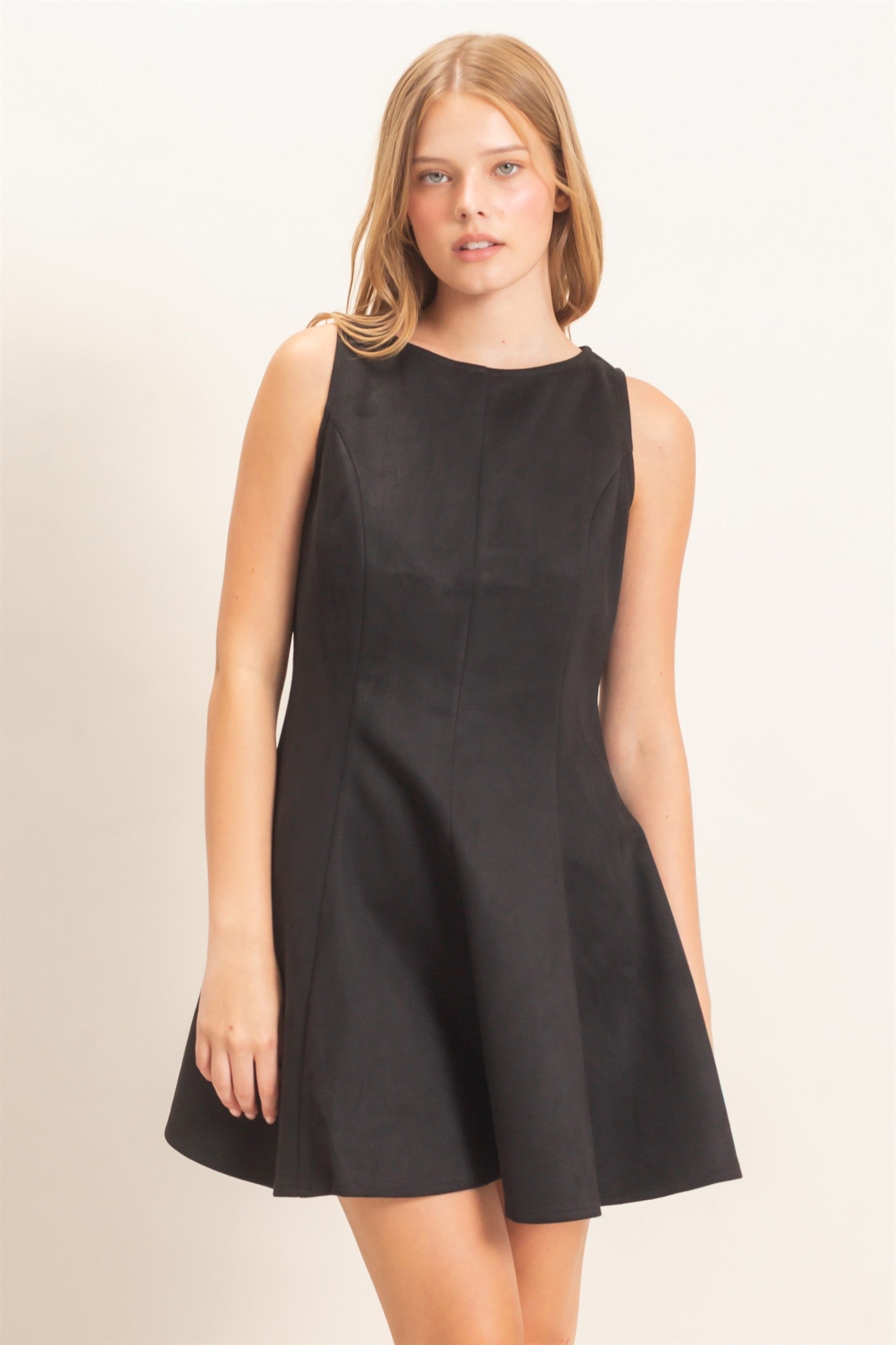 Wholesale Sleeveless Suede Mini Dress Dresses HF26F218 BLACK HYFVE