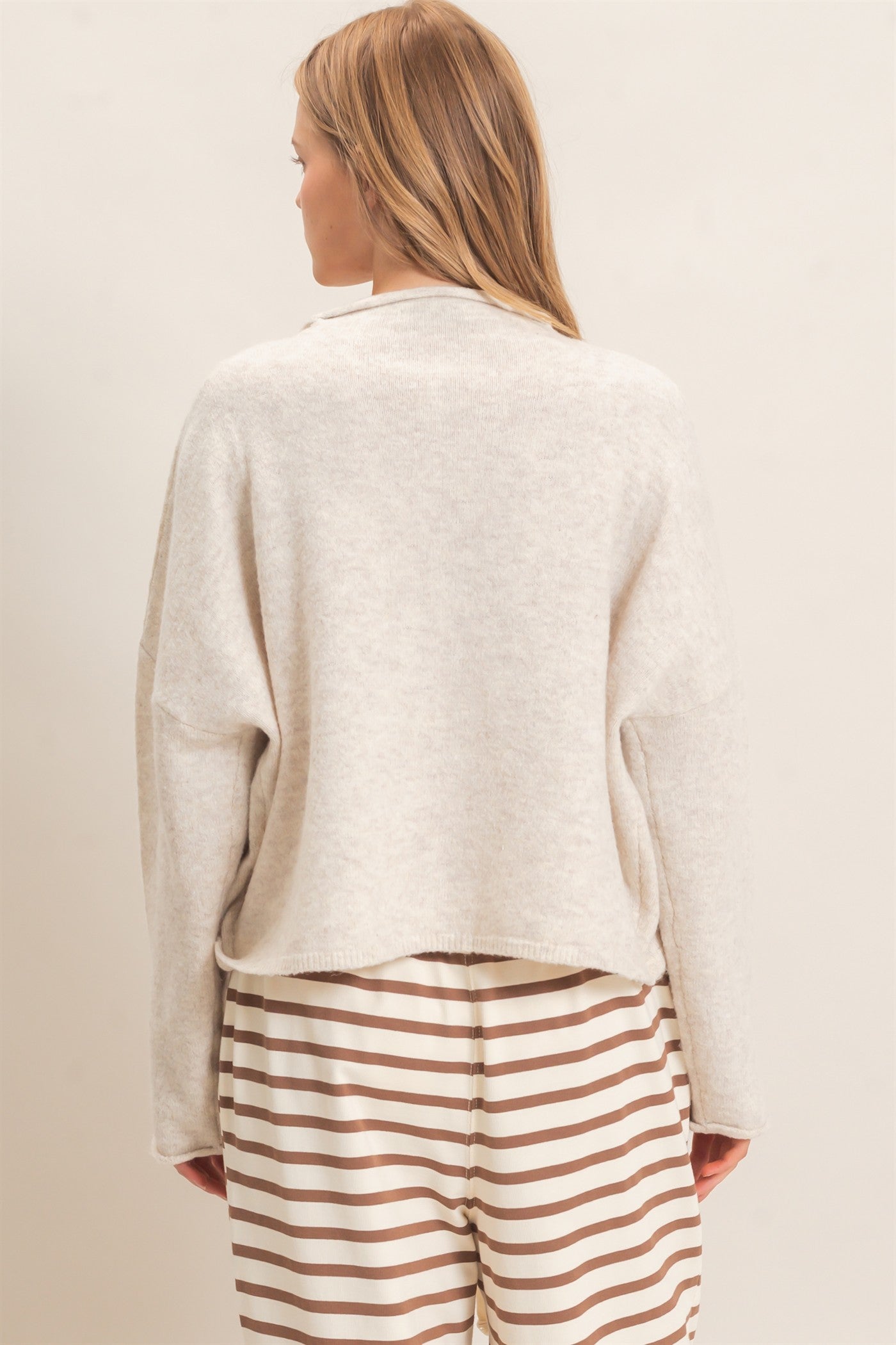 Wholesale Button-Up Collared Sweater Cardigan Cardigans HF26E039 OATMEAL HYFVE