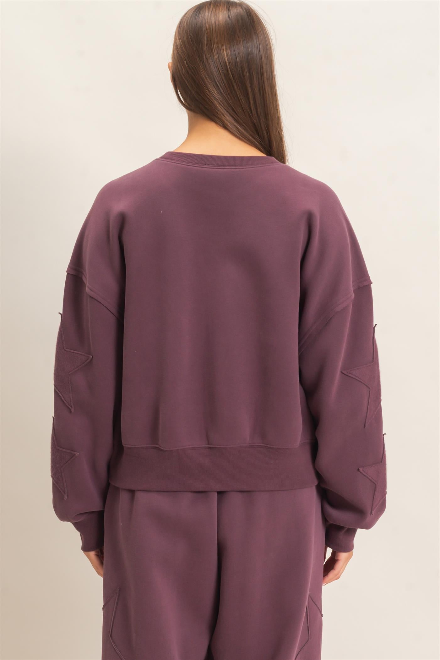Wholesale Star Patch Sleeve Sweatshirt Sweatshirts DZ26E888 COCOA DOUBLE ZERO