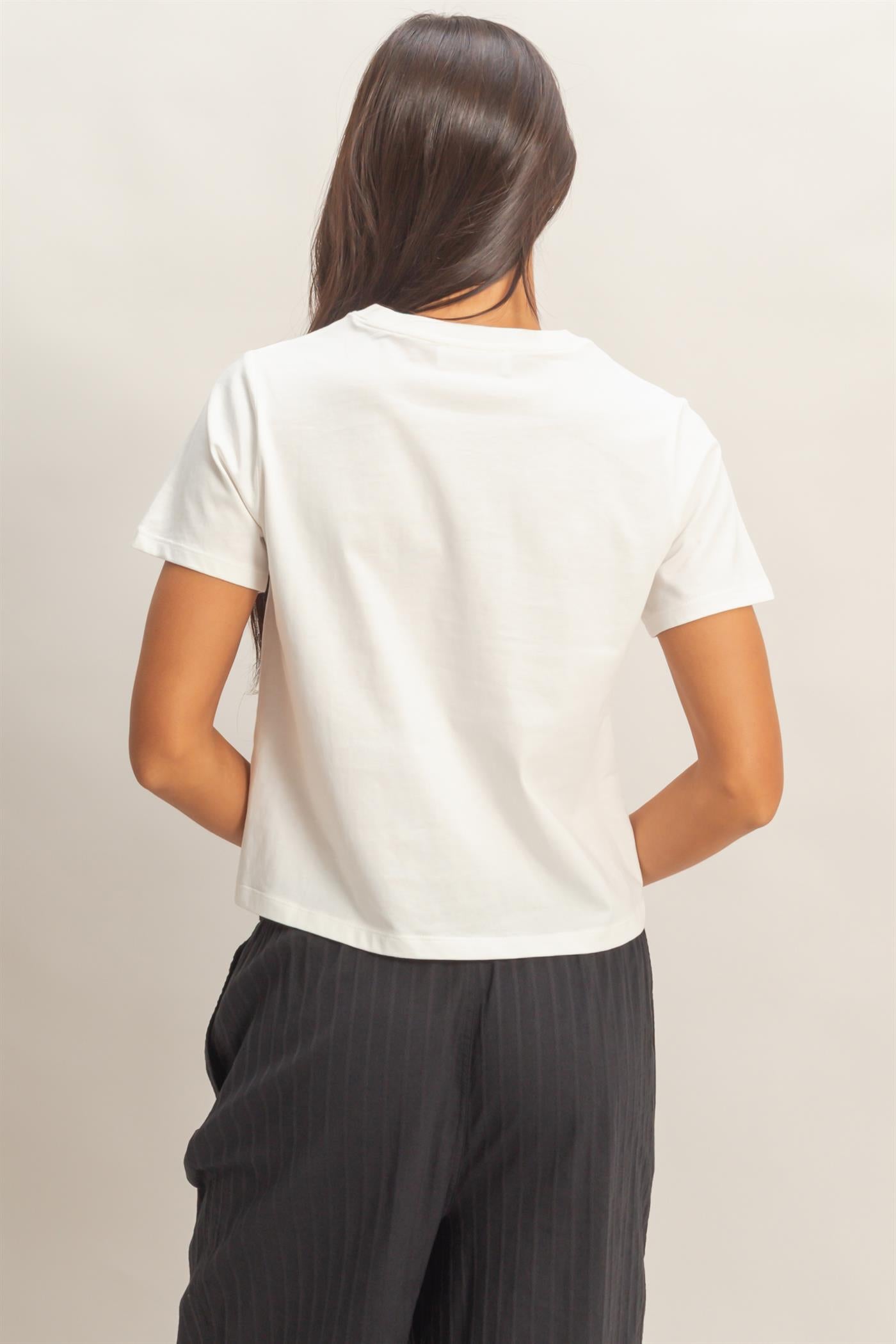 Wholesale Crew Neck Cotton T-Shirt Clothing Tops DZ26C412 OFF WHITE DOUBLE ZERO