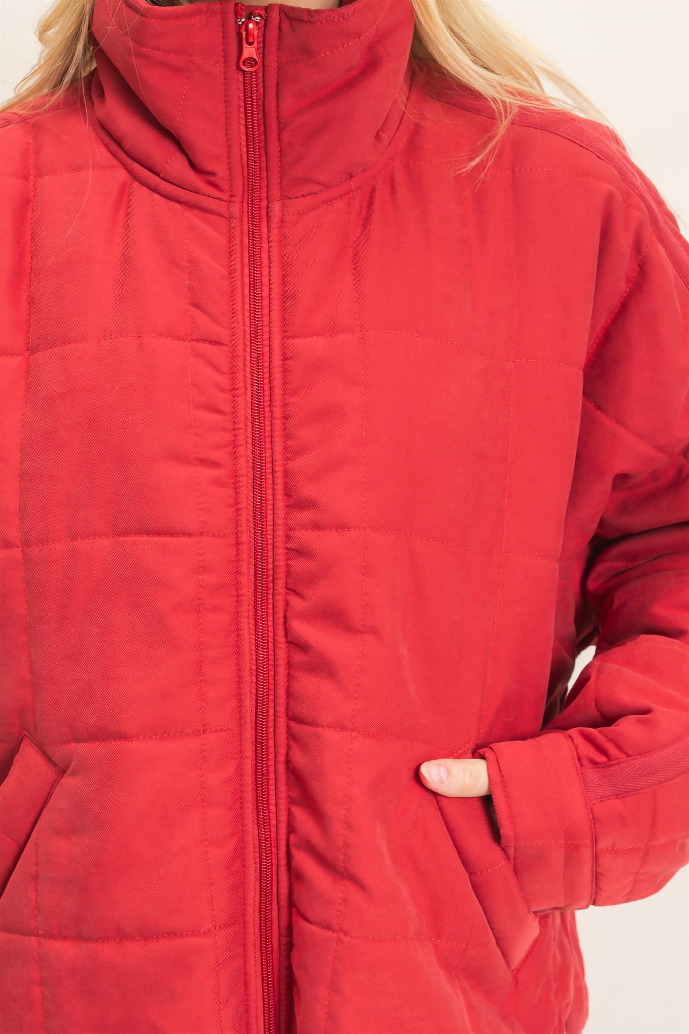 Wholesale Quilted High Collar Jacket Coats & Jackets HF26F167-D BRICK HYFVE