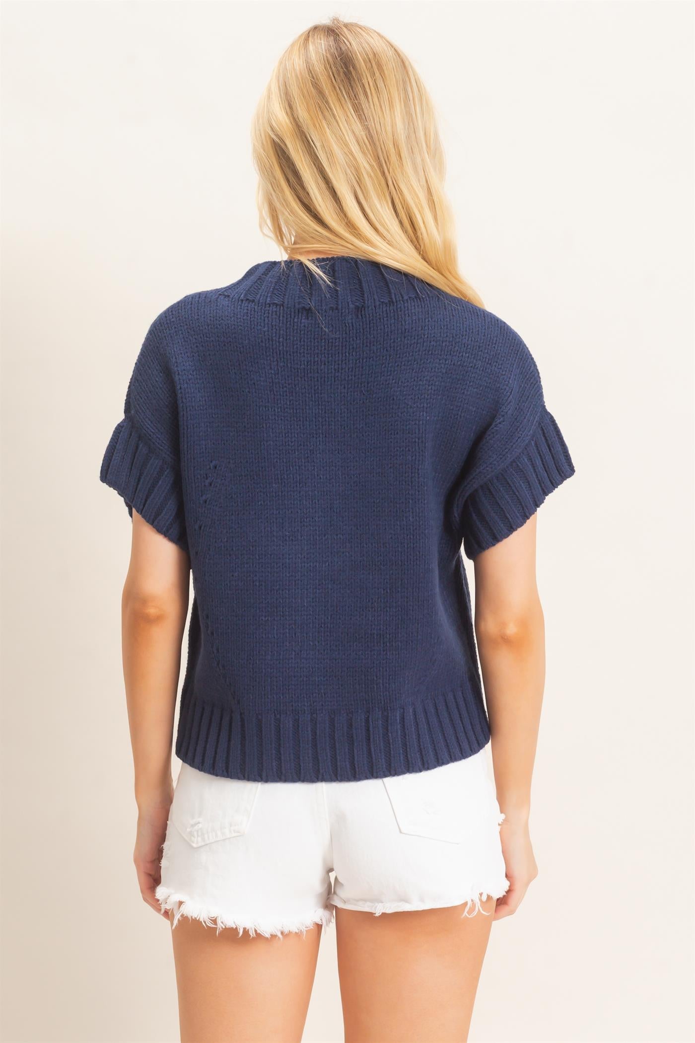 Wholesale Star Pattern Ribbed Sweater Sweaters HF26E051 NAVY HYFVE