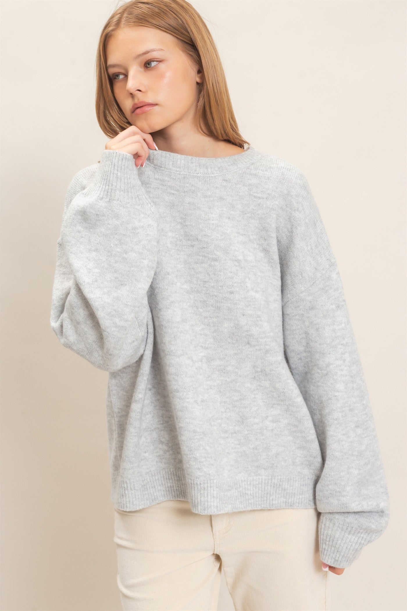 Wholesale Open Back Sweater With Organza Bows Sweaters HF26F149 SILVER GRAY HYFVE
