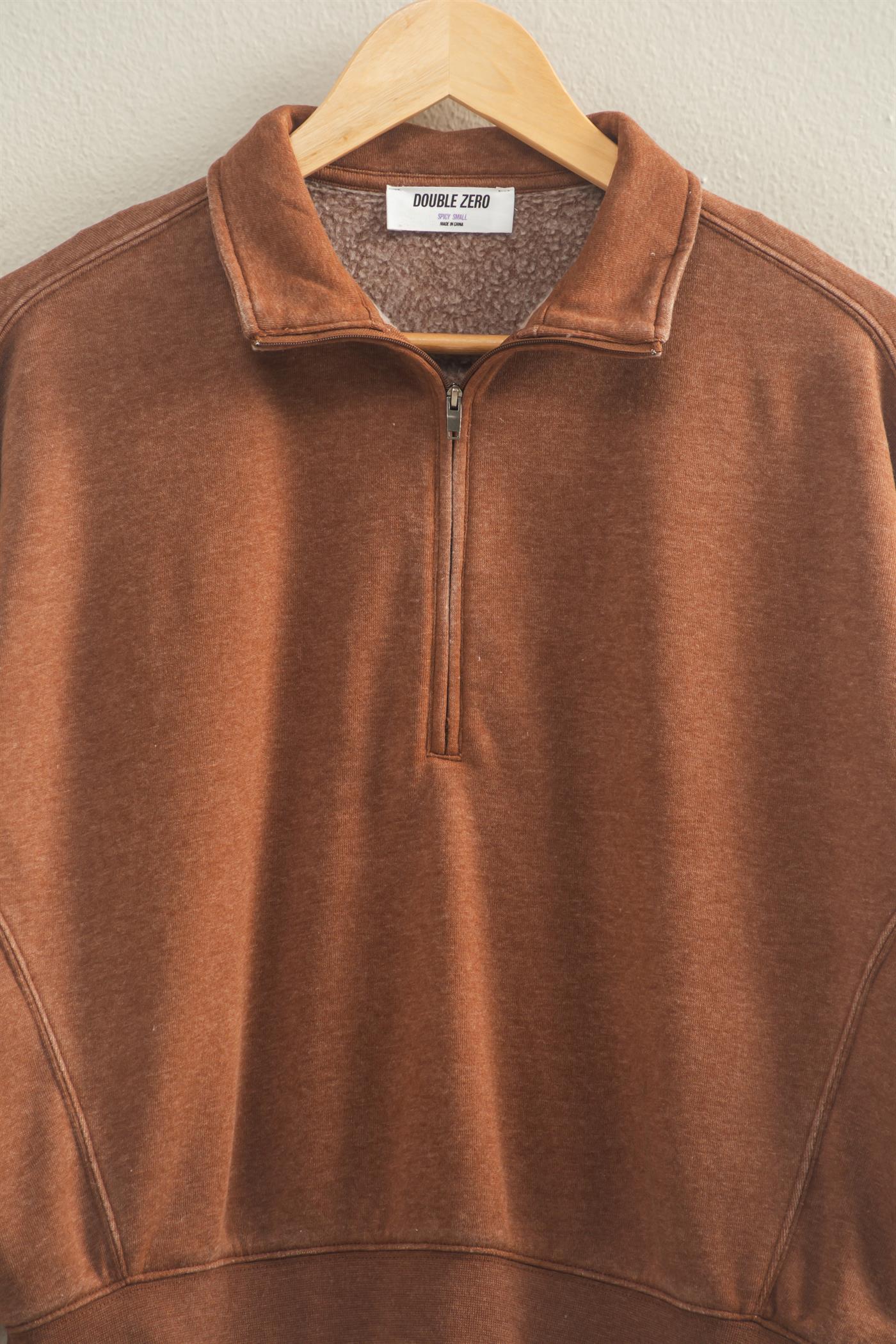 Wholesale Love This Way Half-Zip Sweatshirt Sweatshirts DZ25C908 CHESTNUT DOUBLE ZERO