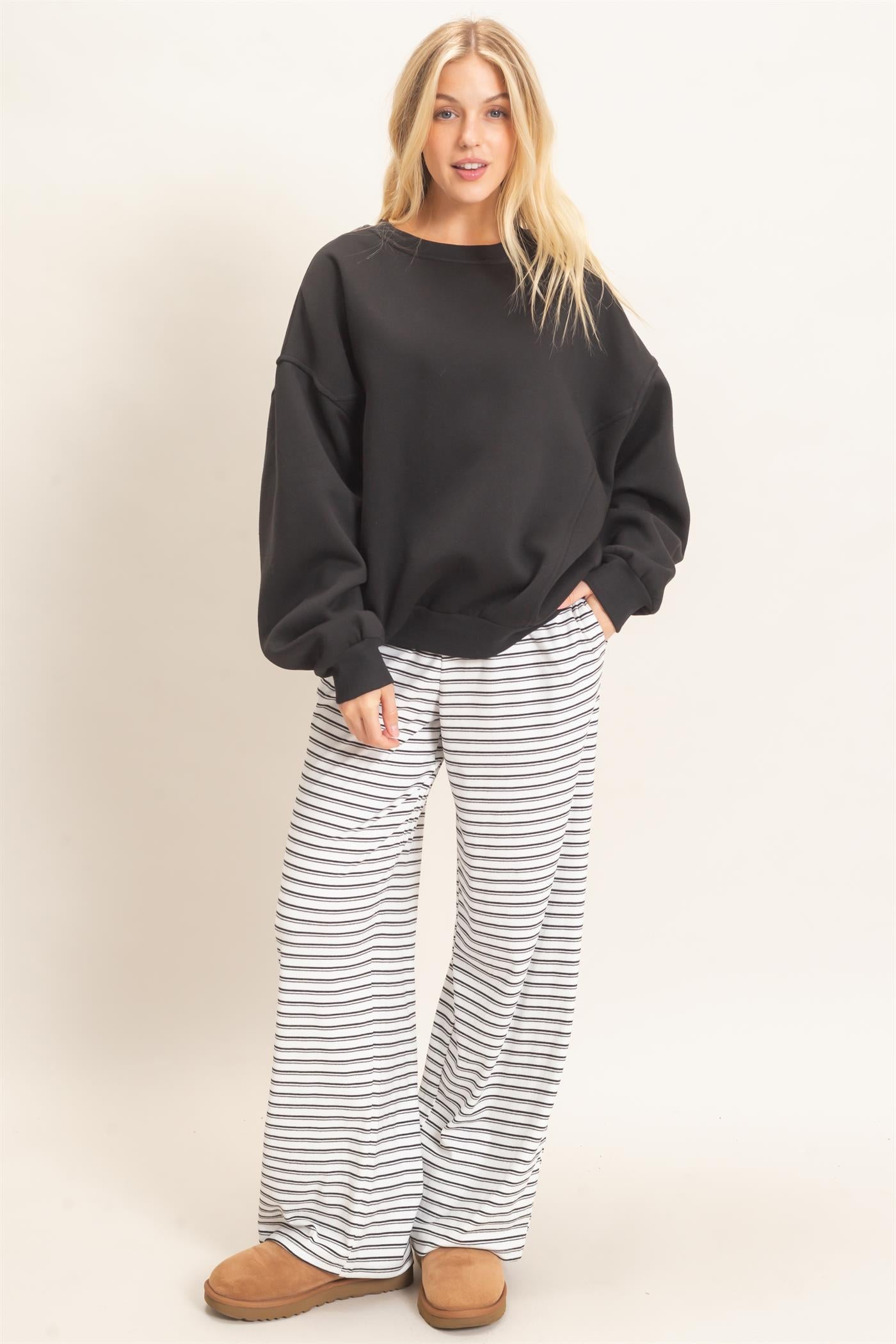 Wholesale Oversized Dropped Shoulder Sweatshirt Sweatshirts HF26F141 BLACK HYFVE