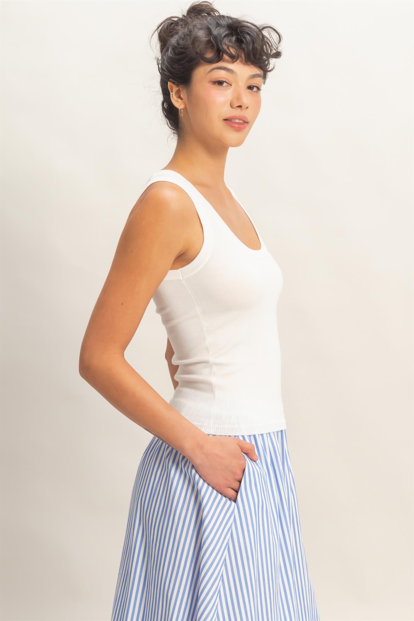 Wholesale Scoop Neck Tank Top Clothing Tops DZ26A449 OFF WHITE DOUBLE ZERO