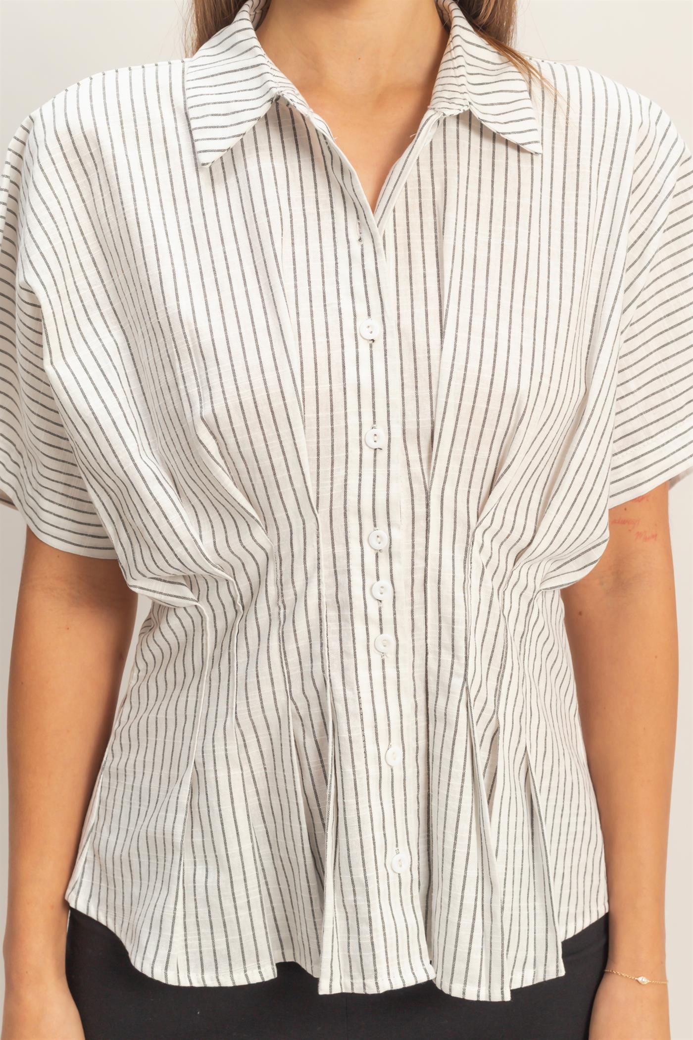 Wholesale Pleated Button-Up Shirt Shirts HF26A092 OFF WHITE DOUBLE ZERO