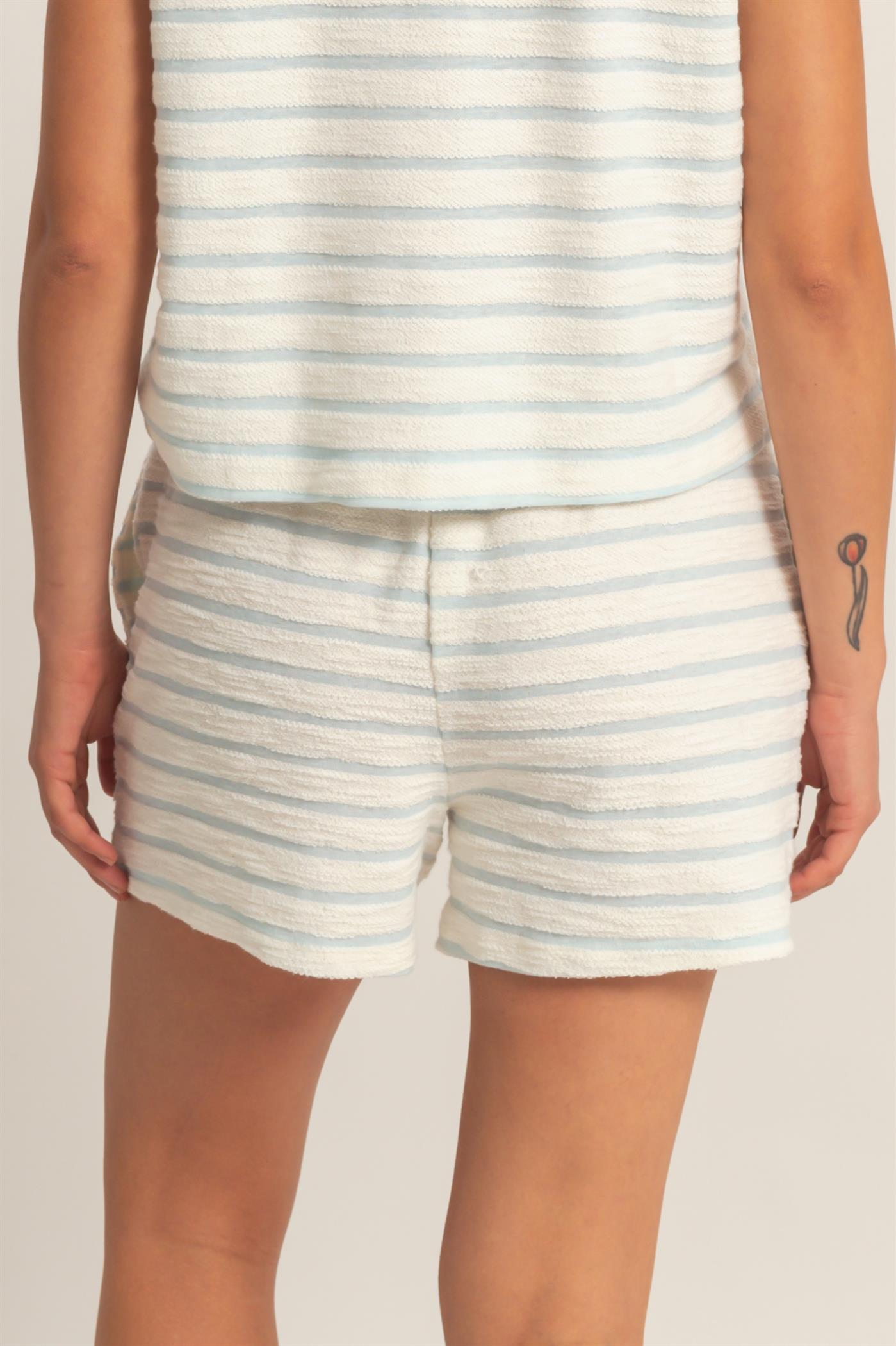 Wholesale Striped Drawstring Waist Shorts Shorts DZ26A753 BABY BLUE DOUBLE ZERO