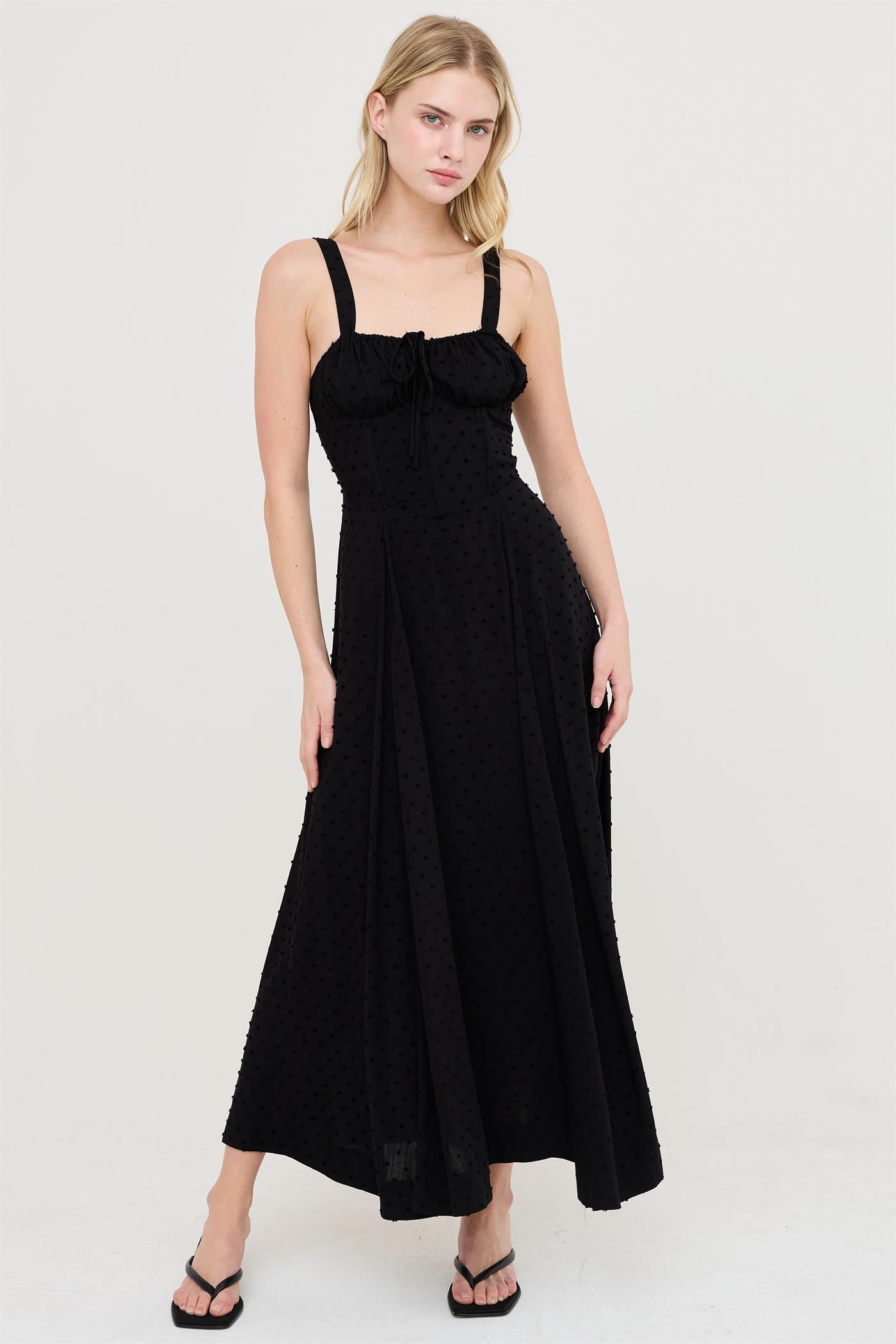Wholesale Boned Tie-Back Dress Dresses HF25E875 BLACK HYFVE