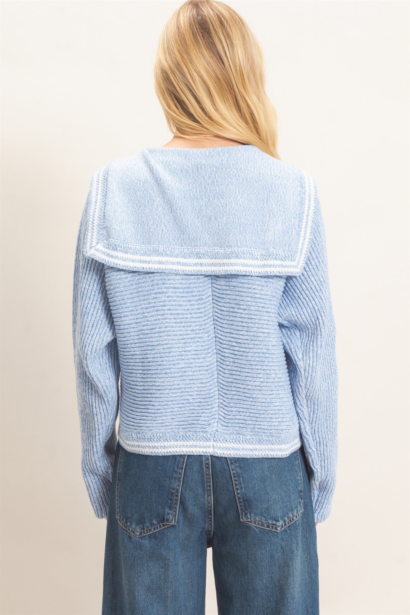 Wholesale Ribbed Button-Up Cardigan Cardigans HF26E036 BLUE HYFVE