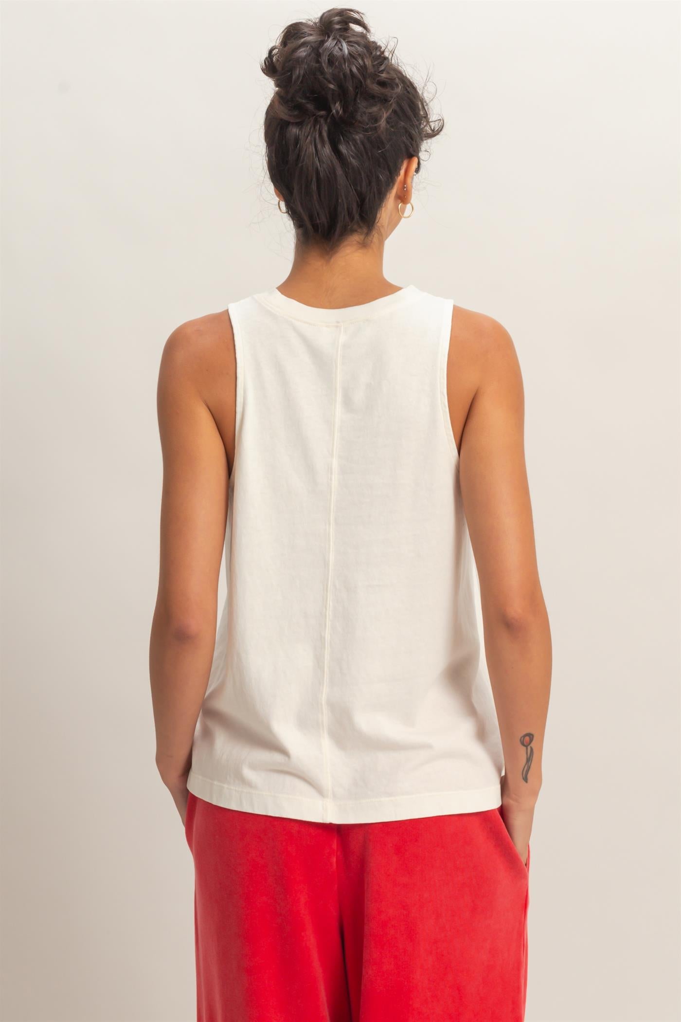 Wholesale Mineral Washed Sleeveless Top Clothing Tops DZ26A739 OFF WHITE DOUBLE ZERO