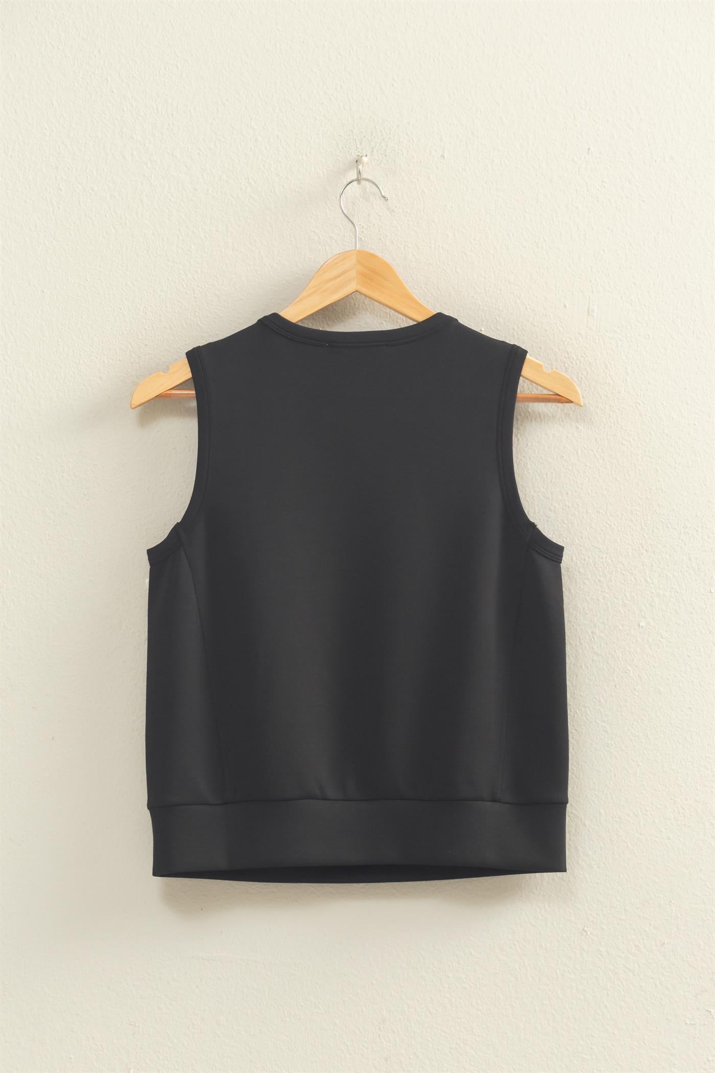 Wholesale Sleeveless Crew Neck Top Clothing Tops DZ26C709 BLACK DOUBLE ZERO