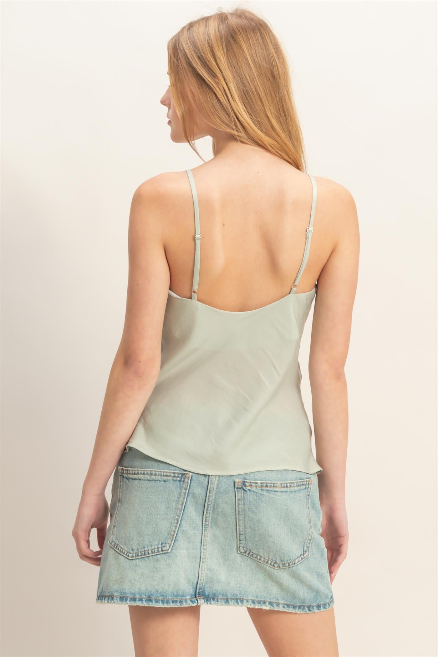 Wholesale Satin Bias V-Neck Camisole Camisoles HF26E318 SAGE HYFVE