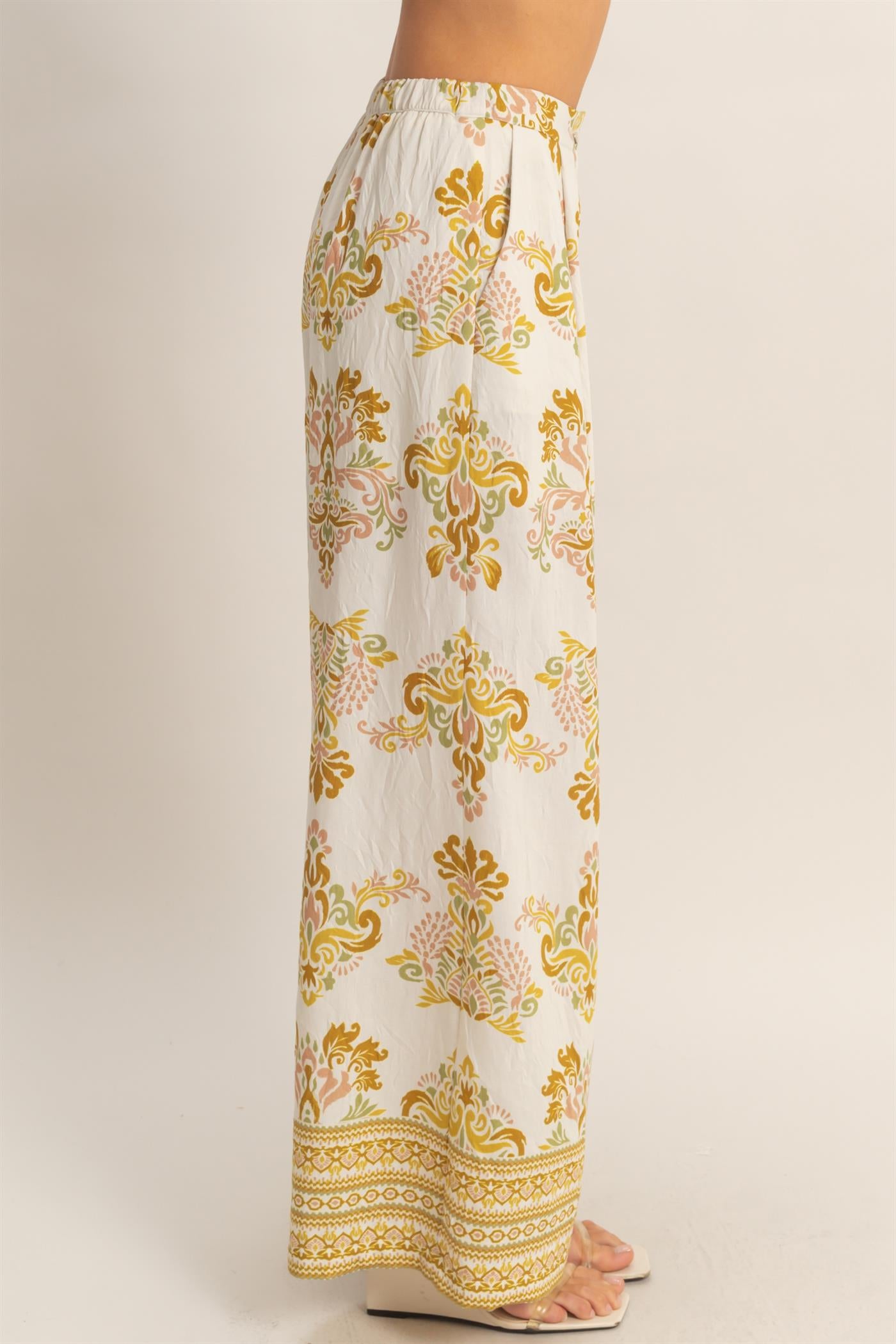 Wholesale Wide-Leg Printed Palazzo Pants Pants HF26C369-D MUSTARD HYFVE