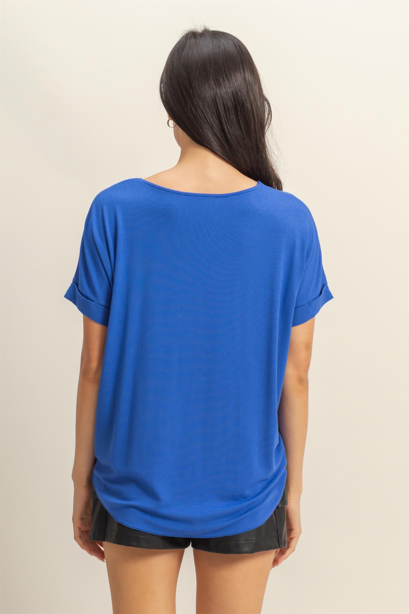 Wholesale Short Sleeve Surplice Top Clothing Tops DZ25E289 COBALT DOUBLE ZERO
