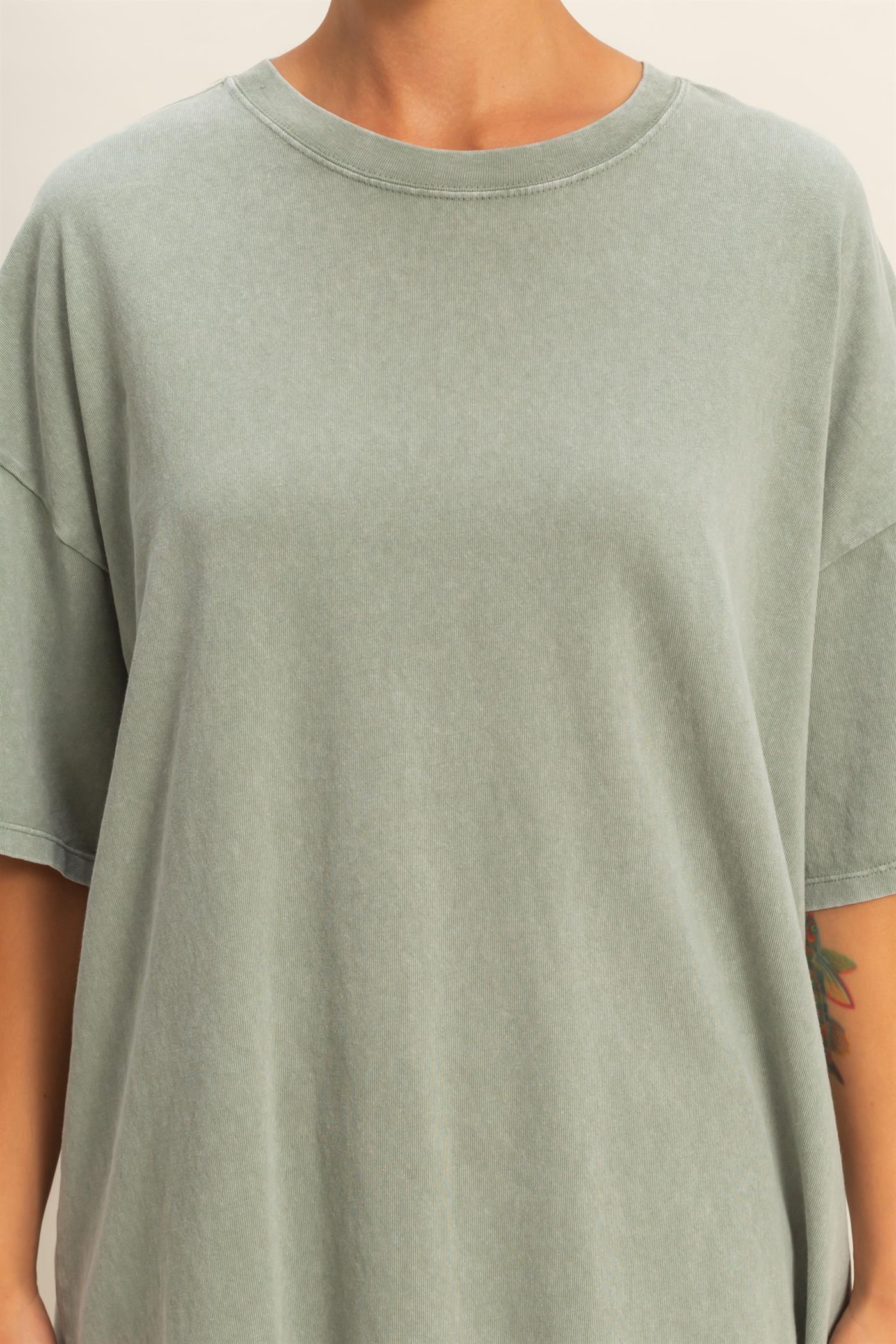 Wholesale Oversized Mineral Wash T-Shirt T-Shirts DZ26A031 SAGE GREEN DOUBLE ZERO