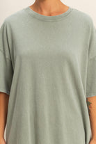 Wholesale Oversized Mineral Wash T-Shirt T-Shirts DZ26A031 SAGE GREEN DOUBLE ZERO