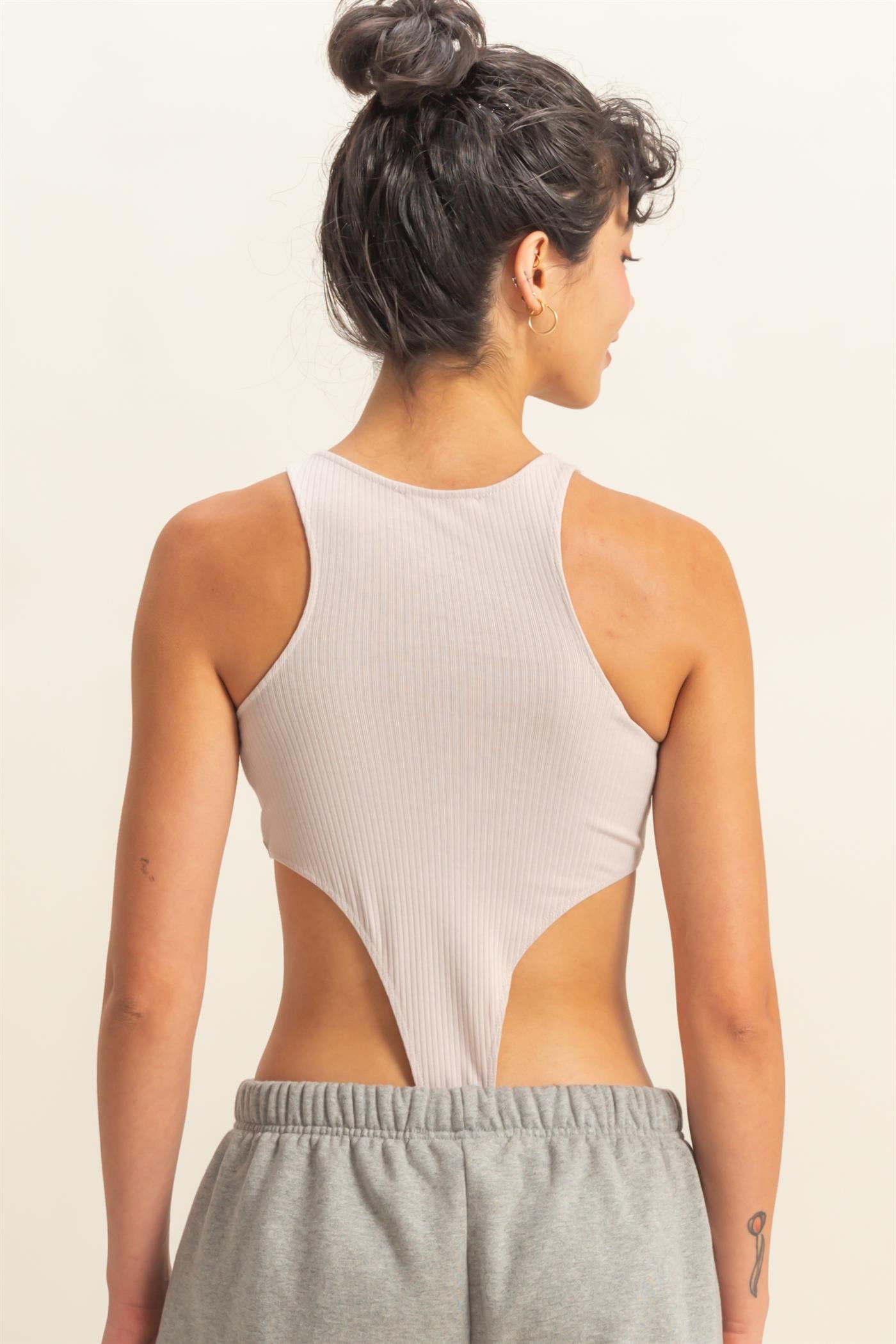 Wholesale High Cut Bodysuit Clothing Tops DZ22E146 PASTEL VIOLET DOUBLE ZERO