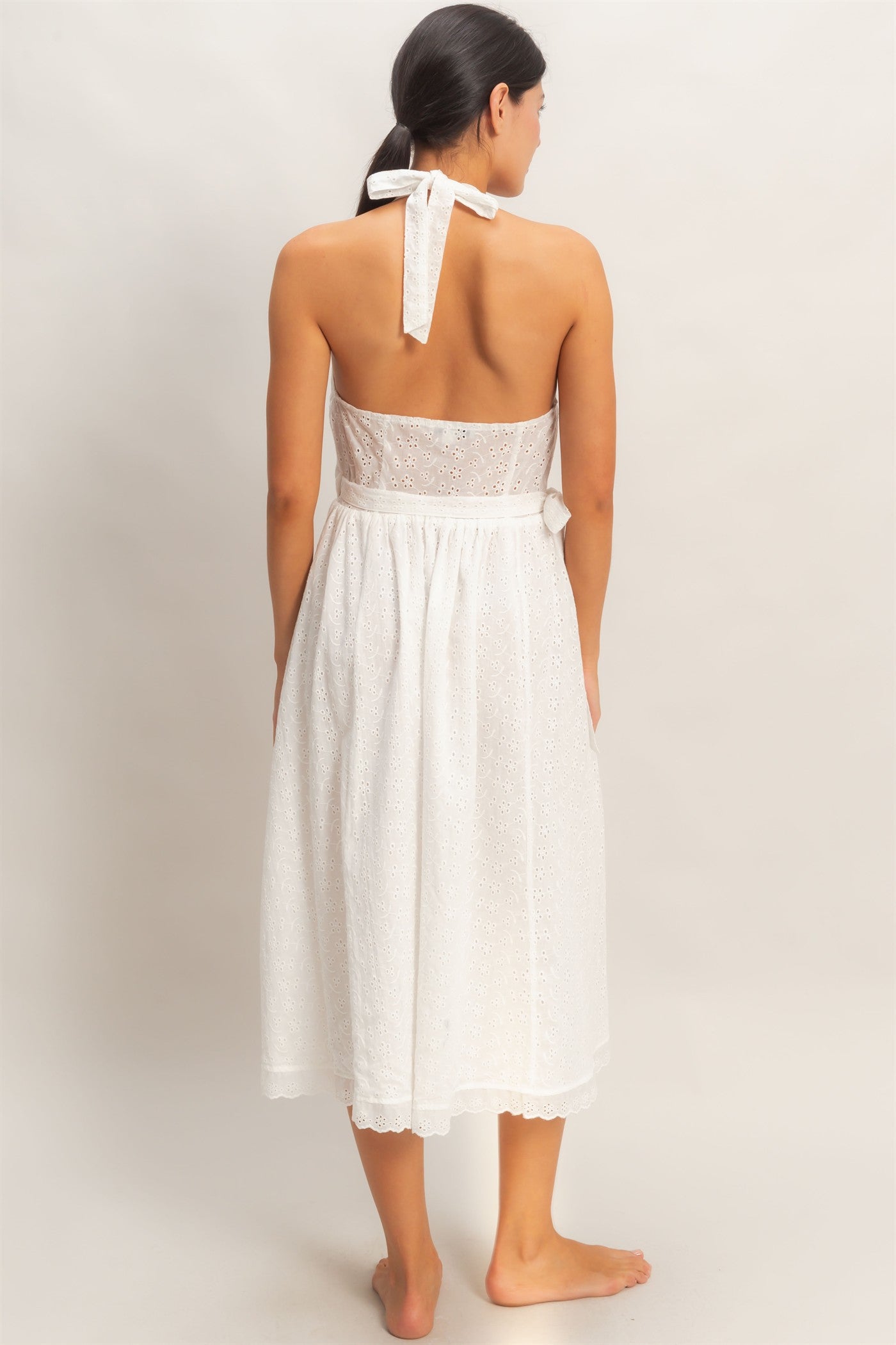 Wholesale Halter Neck Midi Dress Dresses HF26C895 WHITE HYFVE