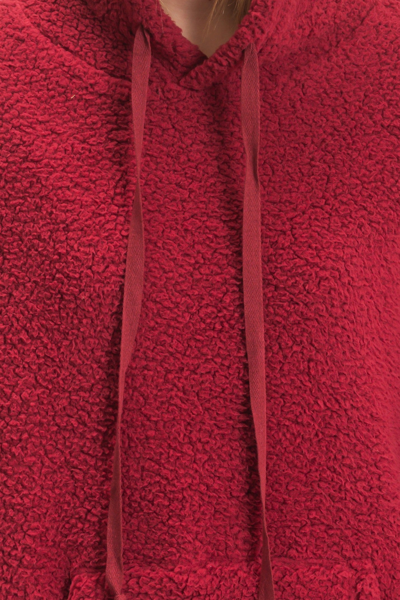 Wholesale Plush Sherpa Pullover Hoodie Hoodies HF26F289 BURGUNDY HYFVE