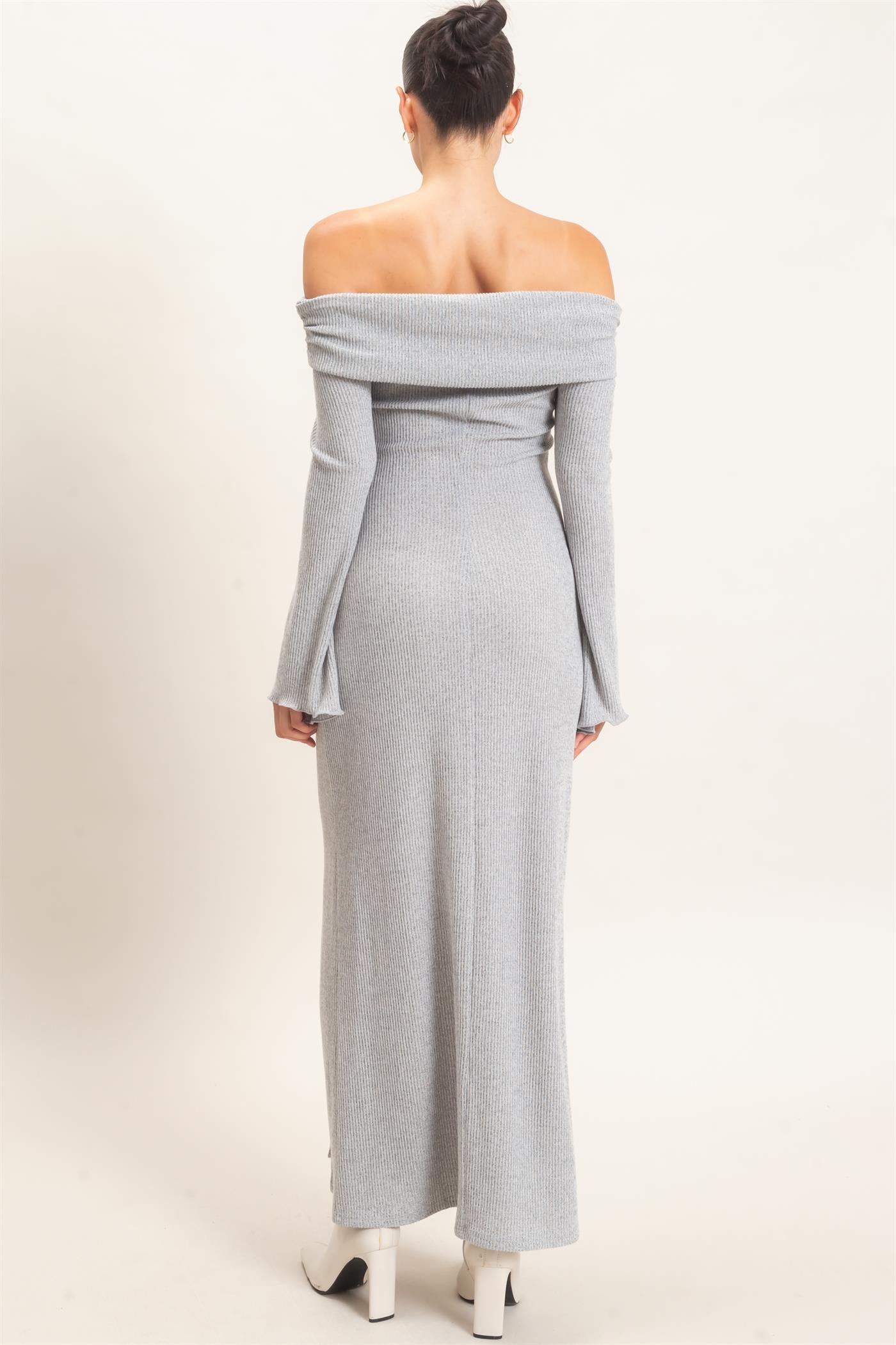 Wholesale Off-Shoulder Maxi Dress Dresses HF26F033 GRAY HYFVE