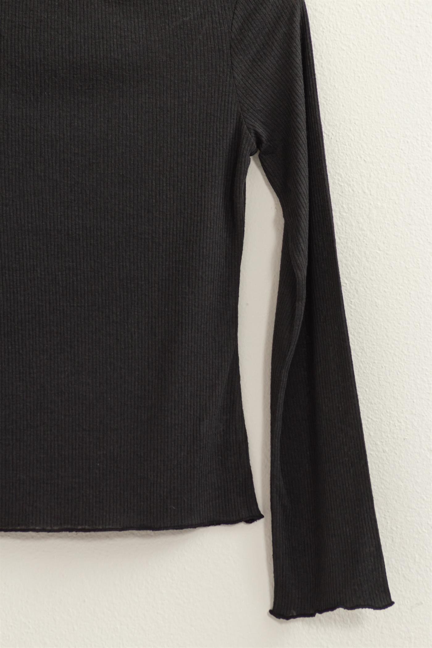 Wholesale Ribbed Long Sleeve Top Clothing Tops DZ24C196 BLACK DOUBLE ZERO