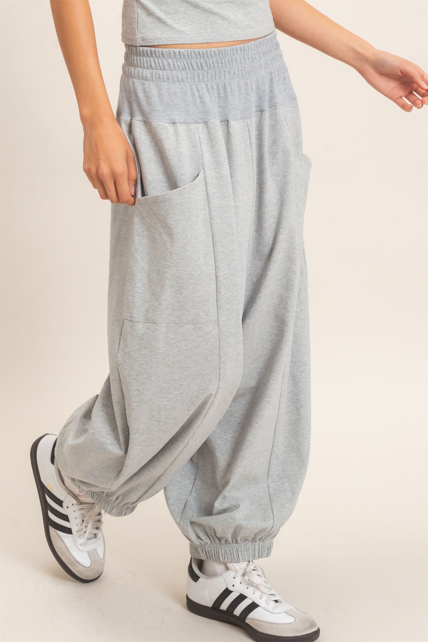 Wholesale Elastic Waistband Jogger Pants Joggers HF26F295 HEATHER GRAY HYFVE
