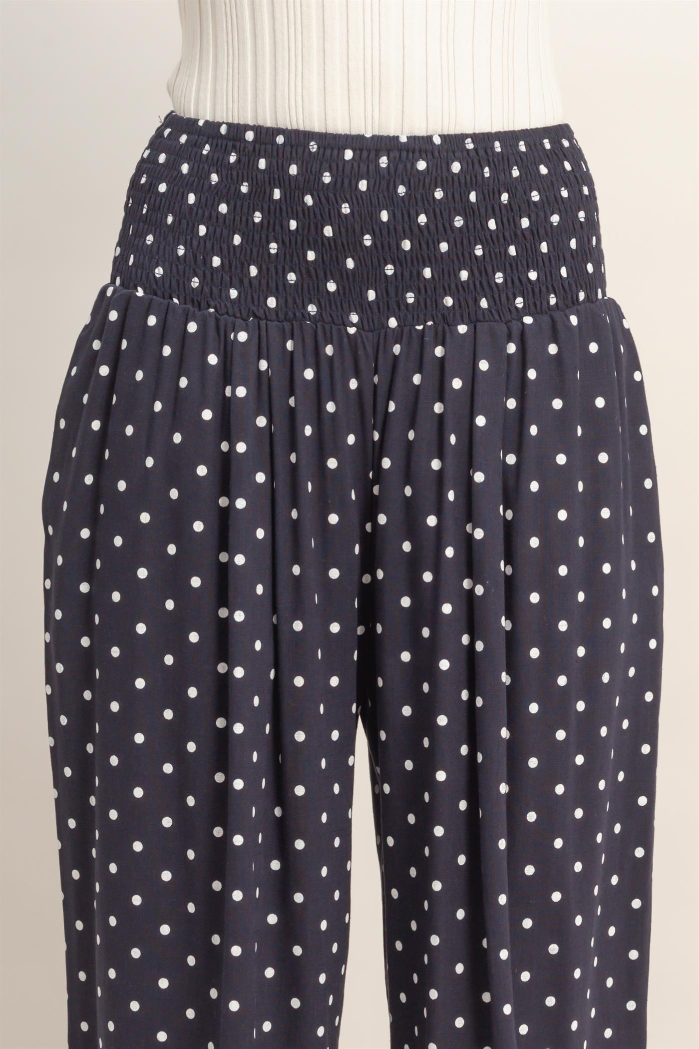 Wholesale Polka Dot Elastic Wide-Leg Pants Pants HF26C280 NAVY HYFVE