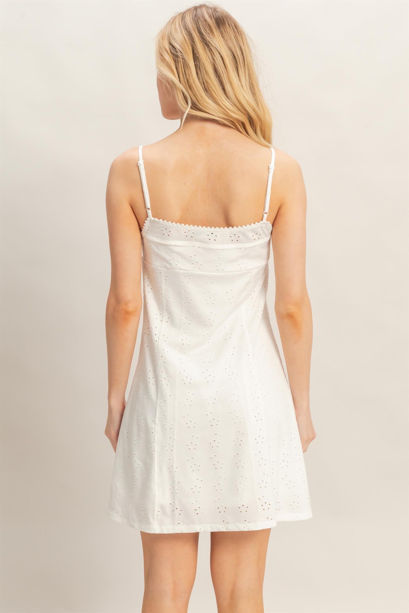 Wholesale Eyelet Mini Knit Dress Dresses HF26C095 OFF WHITE HYFVE