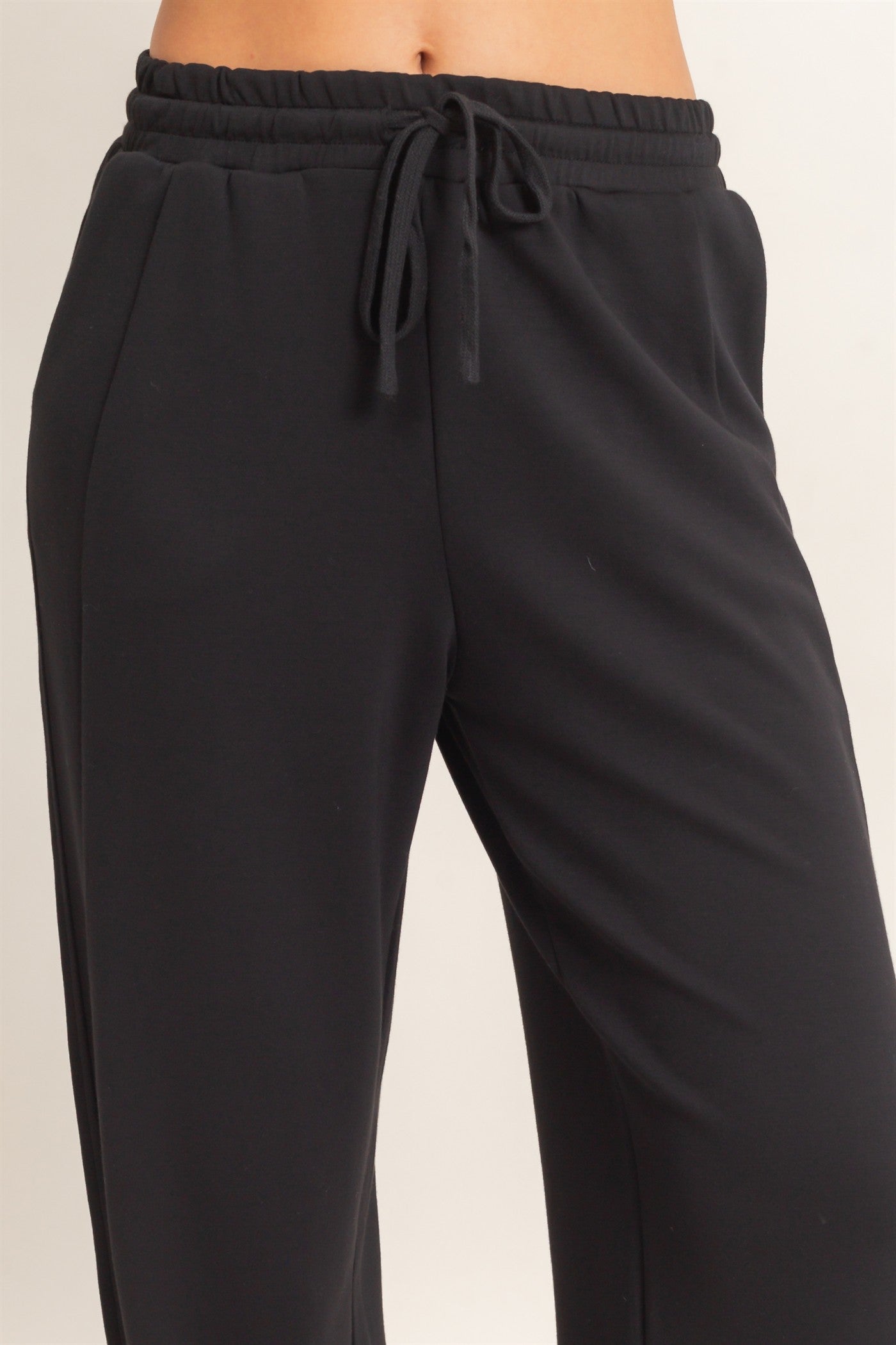 Wholesale Elastic Waist Straight Leg Pants Pants DZ26C969 BLACK DOUBLE ZERO