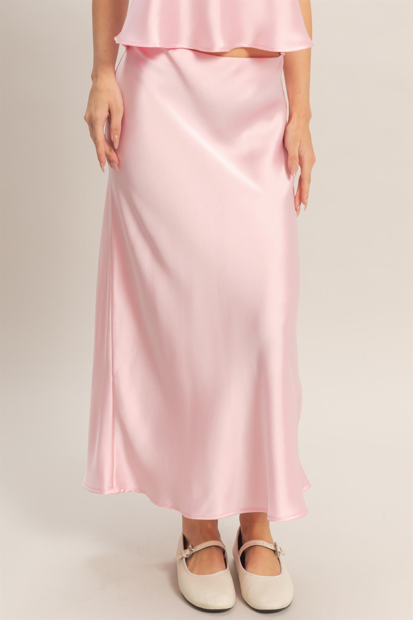 Wholesale Satin Midi Skirt Skirts DZ26A050 SOFT PINK DOUBLE ZERO