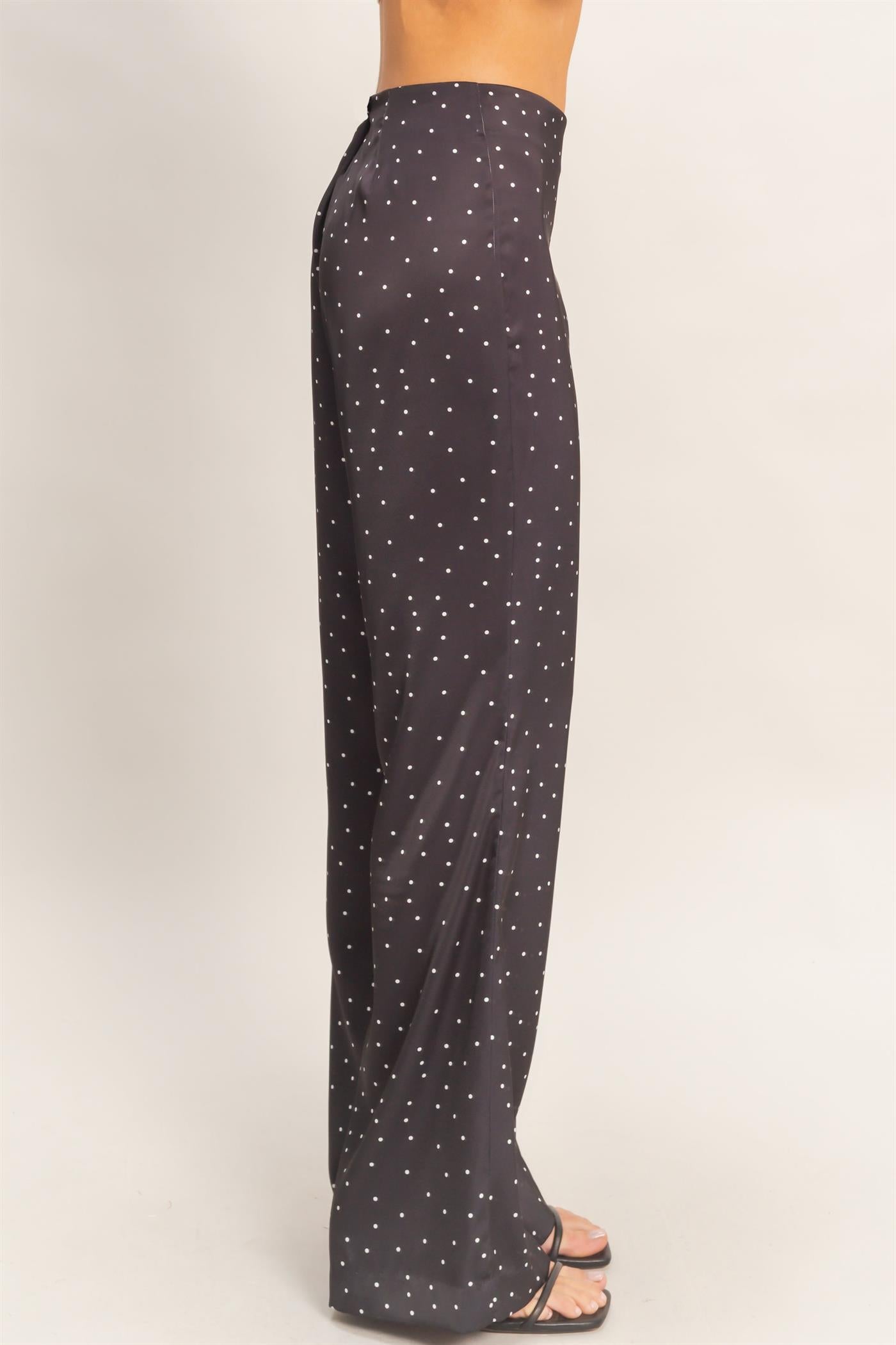 Wholesale Polka Dot Wide-Leg Pants Pants HF26C717 BLACK HYFVE