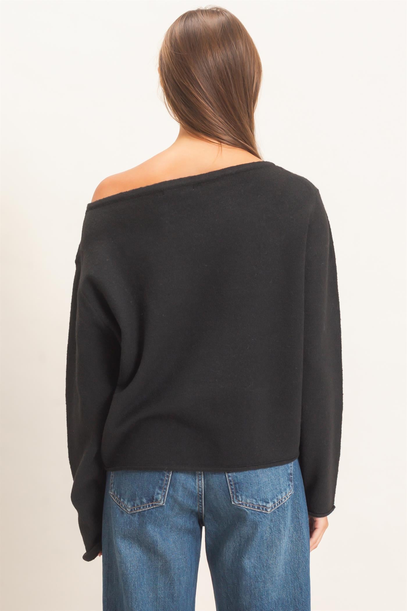 Wholesale Off The Shoulder Sweater Sweaters DZ26E652 BLACK DOUBLE ZERO