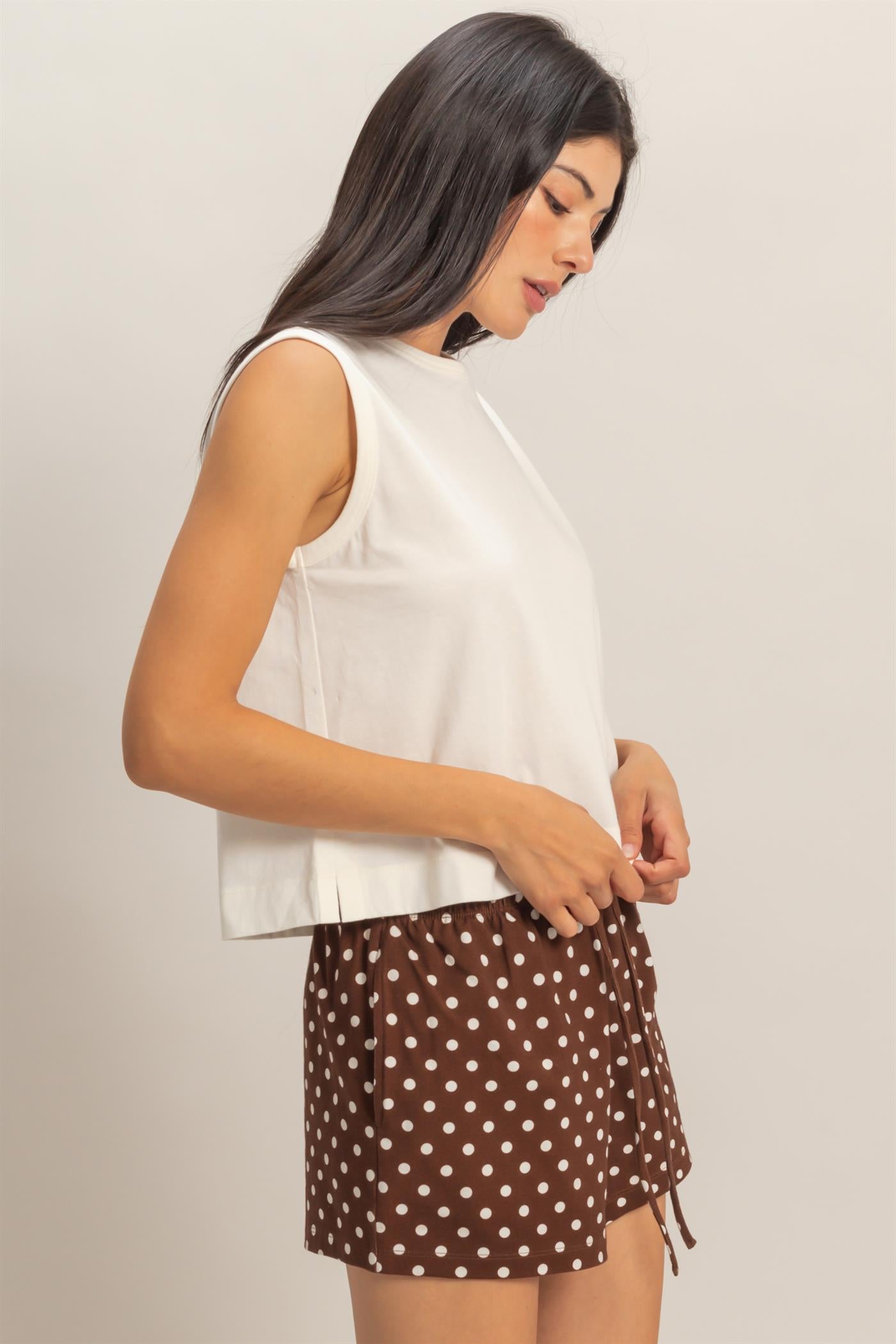 Wholesale Sleeveless Crew Neck Top With Back Pleats Clothing Tops DZ26A999 OFF WHITE DOUBLE ZERO