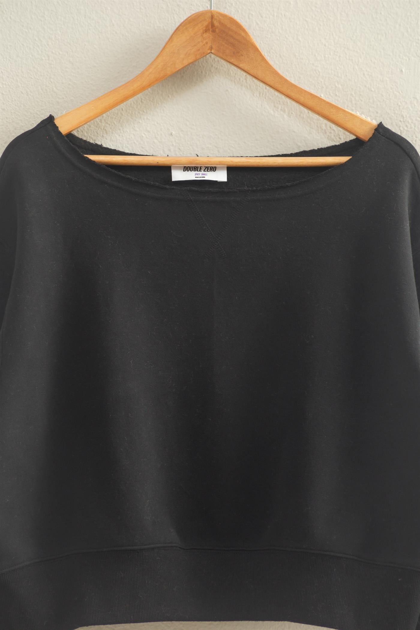 Wholesale Boatneck Long Sleeve Pullover Sweatshirt Sweatshirts DZ25E407 BLACK DOUBLE ZERO