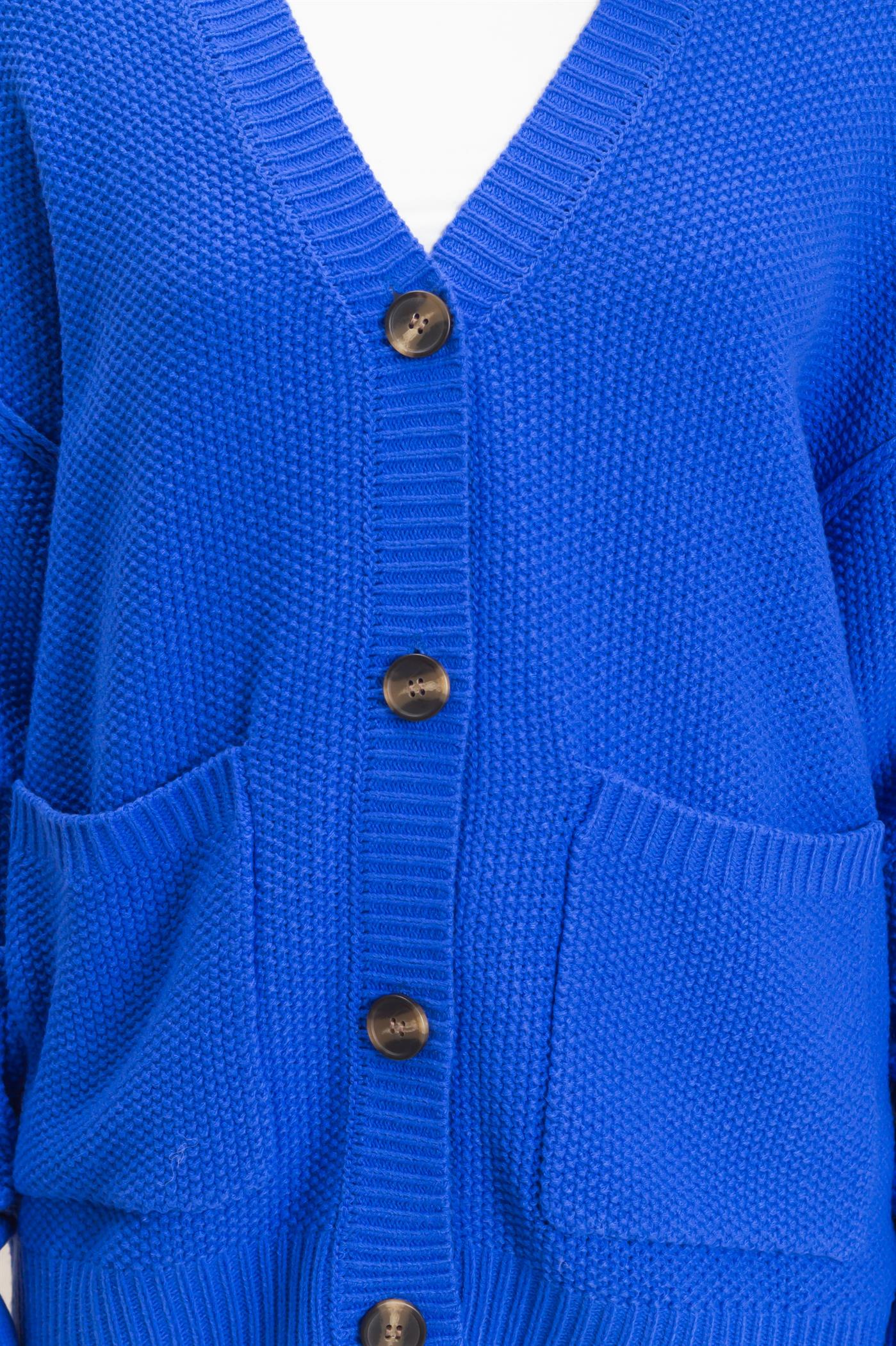 Wholesale Textured Oversized Knit Buttoned Cardigan Cardigans DZ26C971 COBALT DOUBLE ZERO