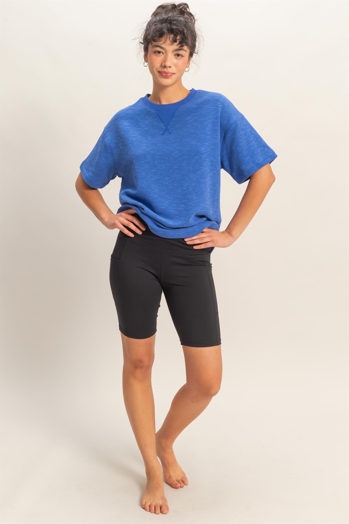 Wholesale Crew Neck Short Sleeve Top Clothing Tops DZ26A891 COBALT DOUBLE ZERO