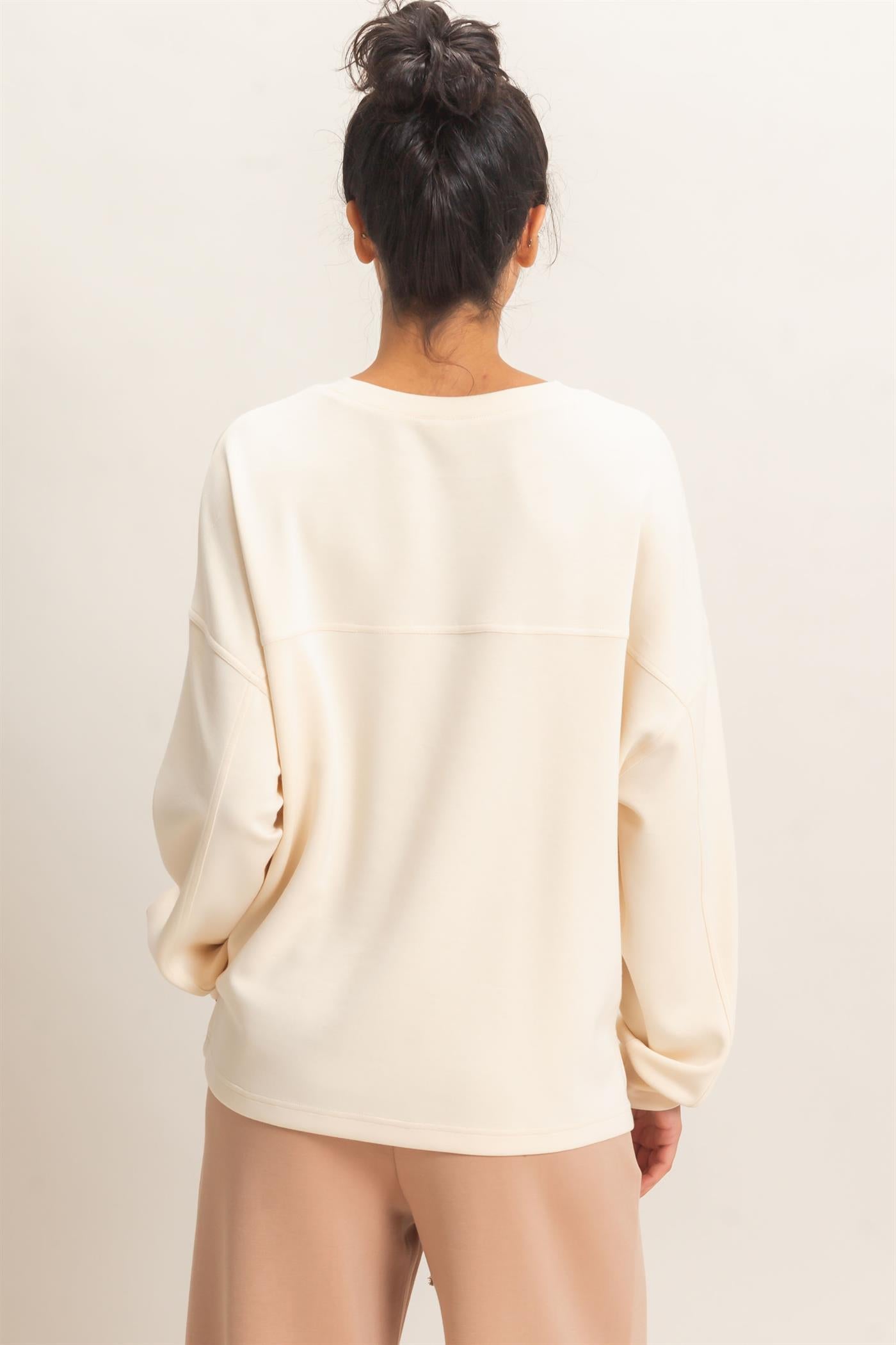 Wholesale Oversized Crew Neck Top Sweatshirts DZ26E388 ALPACA DOUBLE ZERO