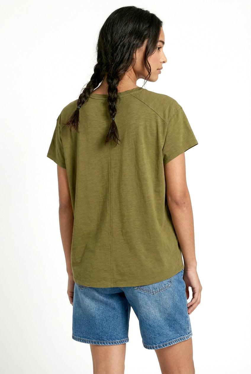 Wholesale Oversized T Shirt Clothing Tops DZ24A417 MOSS DOUBLE ZERO