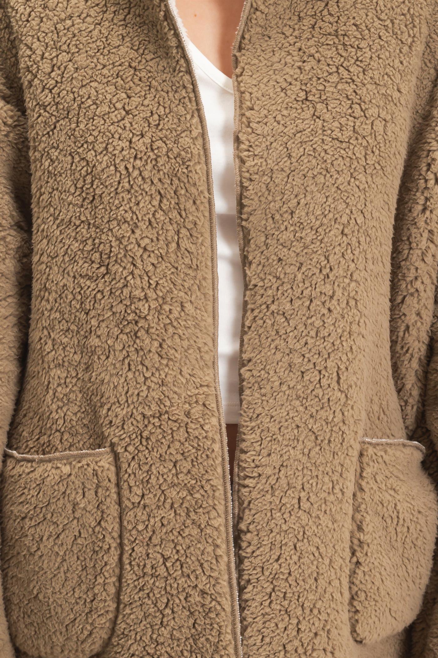 Wholesale Hooded Sherpa Jacket Coats & Jackets HF26E874 LIGHT OLIVE HYFVE