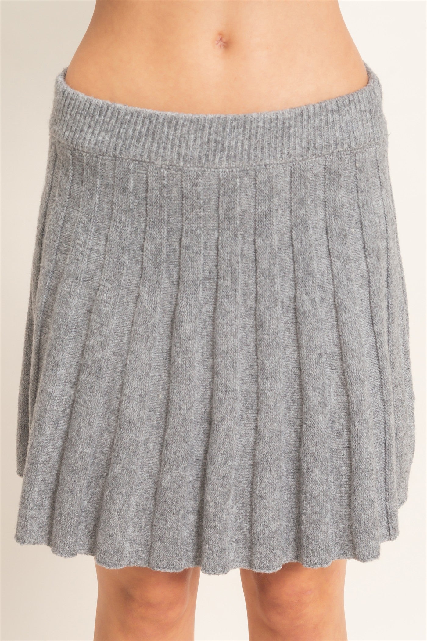 Wholesale Mock Neck Sweater And Pleated Skirt Set Clothing HF26F232-SET H.GRAY HYFVE