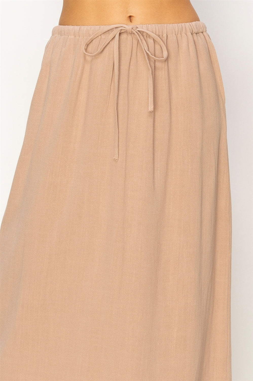 Wholesale Linen Midi Skirt Skirts DZ24A302 TAN DOUBLE ZERO