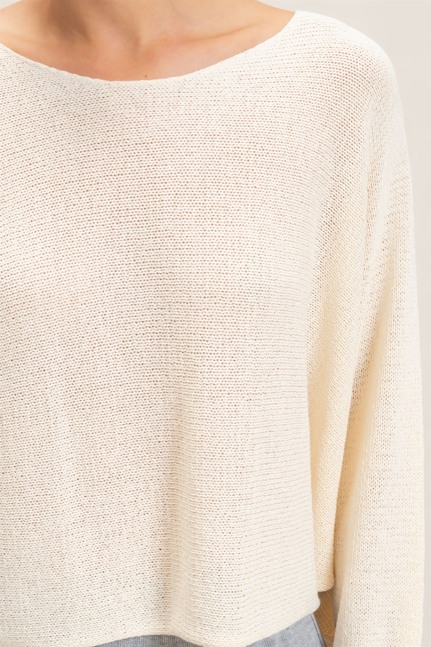 Wholesale Loose Knit Boat Neck Sweater Sweaters HF26E896 IVORY CREAM HYFVE