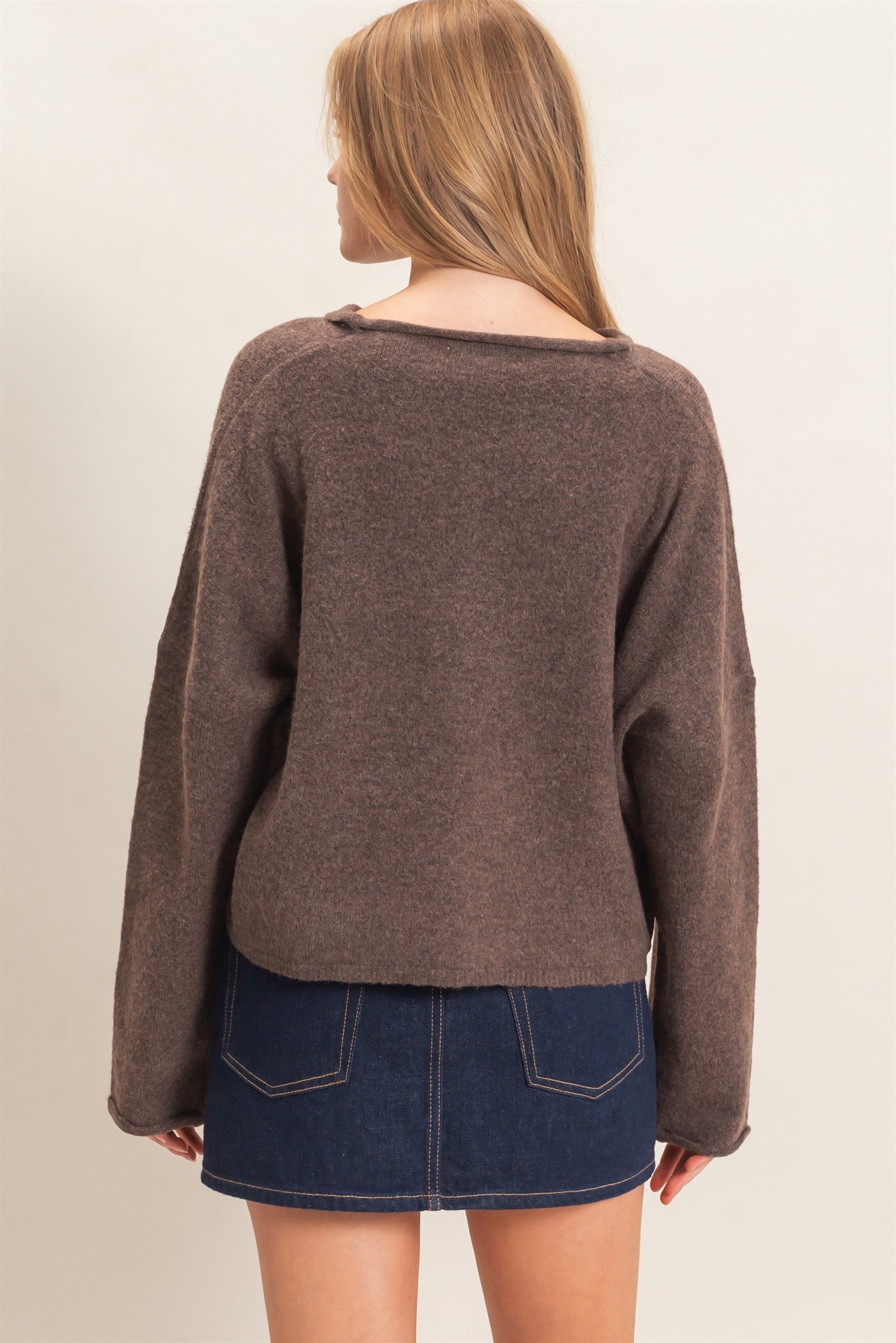 Wholesale Button-Up Collared Sweater Cardigan Cardigans HF26E039 BROWN HYFVE